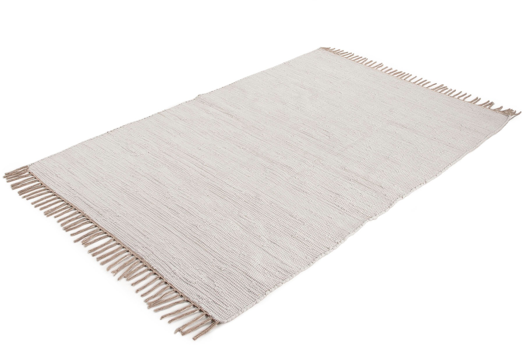 carpetfine Teppich »Kelim Chindi uni«, rechteckig, 5 mm Höhe, Wendeteppich, reine Baumwolle, handgewebt, Uni-Farben, mit Fransen