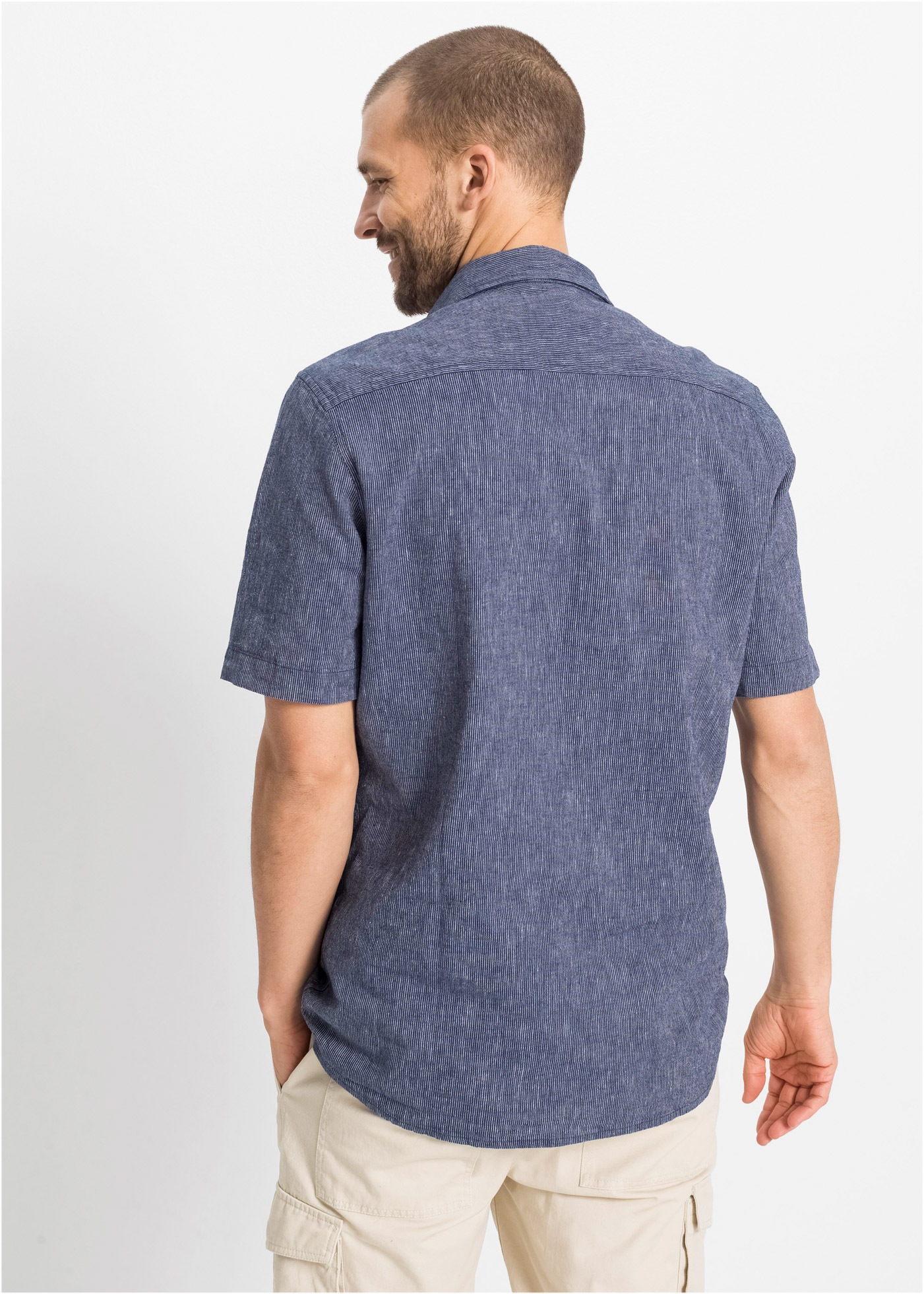 bonprix Kurzarmhemd Regular Fit, aus Leinen-Baumwoll-Mix, mit Kentkragen günstig online kaufen