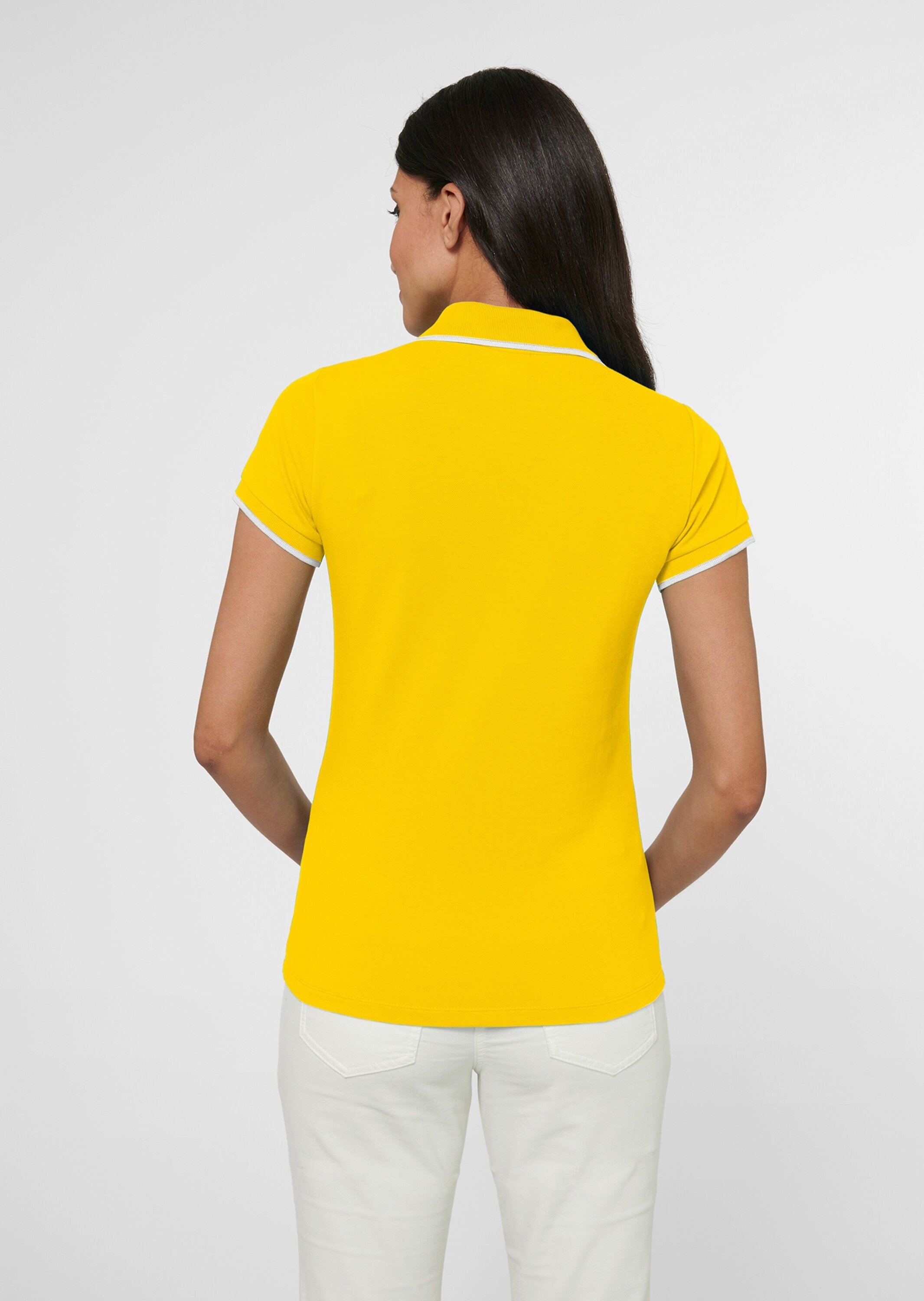 Kurzarmshirt MADELEINE "Poloshirt Klassisches Poloshirt", Damen, Gr. 38, gelb (sonnengelb), Obermaterial: 97% Baumwolle CO. 3% Elasthan EL., Modern, normal, Shirts 3