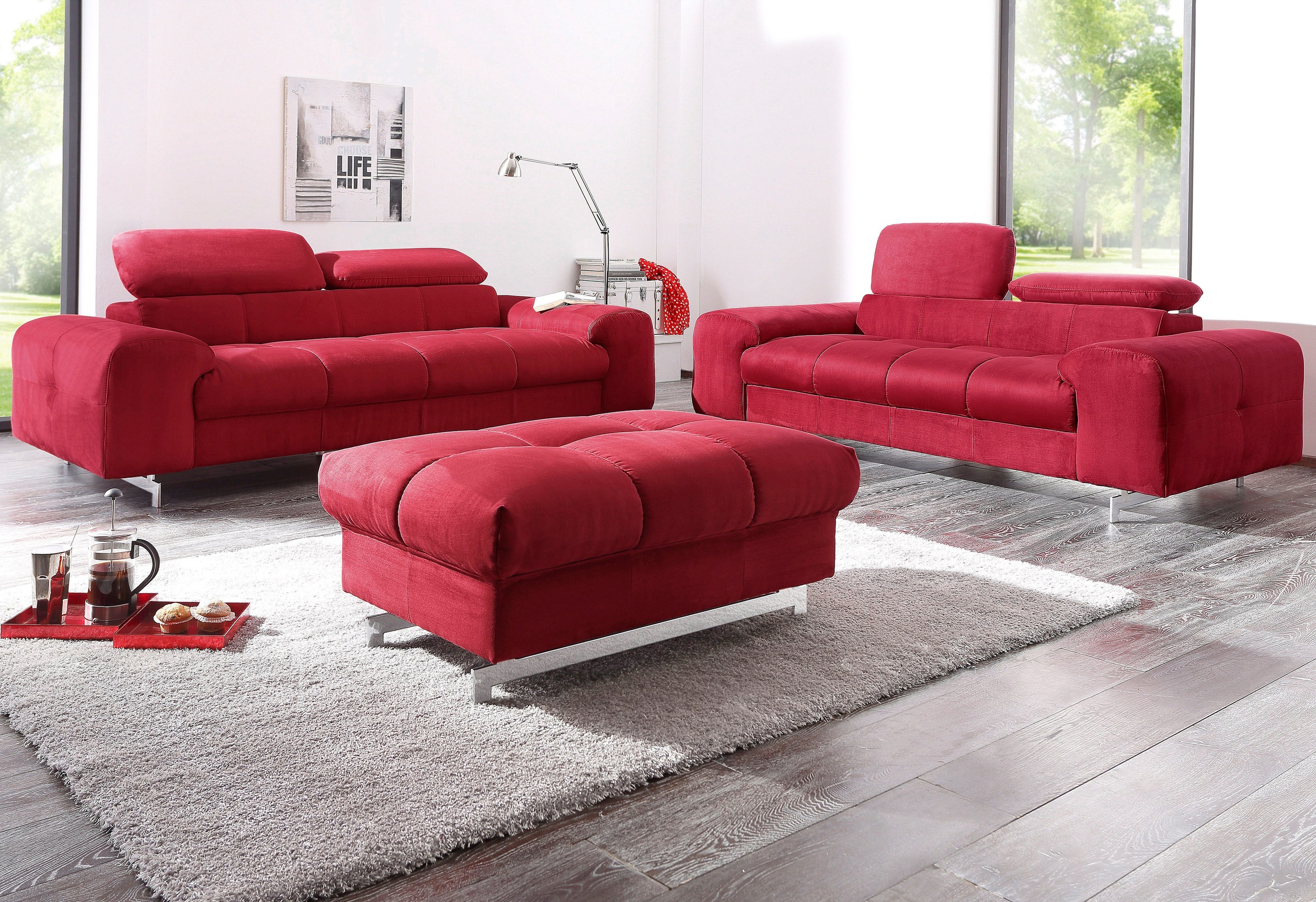 COTTA 2-Sitzer "Chef" Big-Sofa mit Kopfteilverstellung, edle Metallkufen