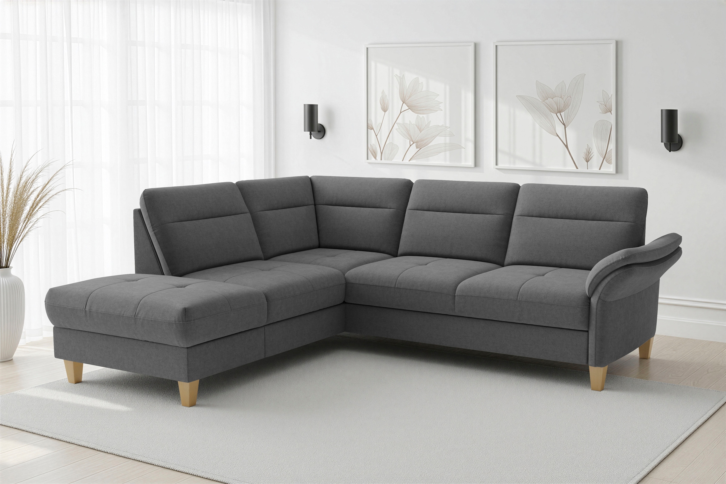 sit&more »Pamela L-Form, B: 218 cm, optional Schlaffunktion & Bettkasten« mit Federkern