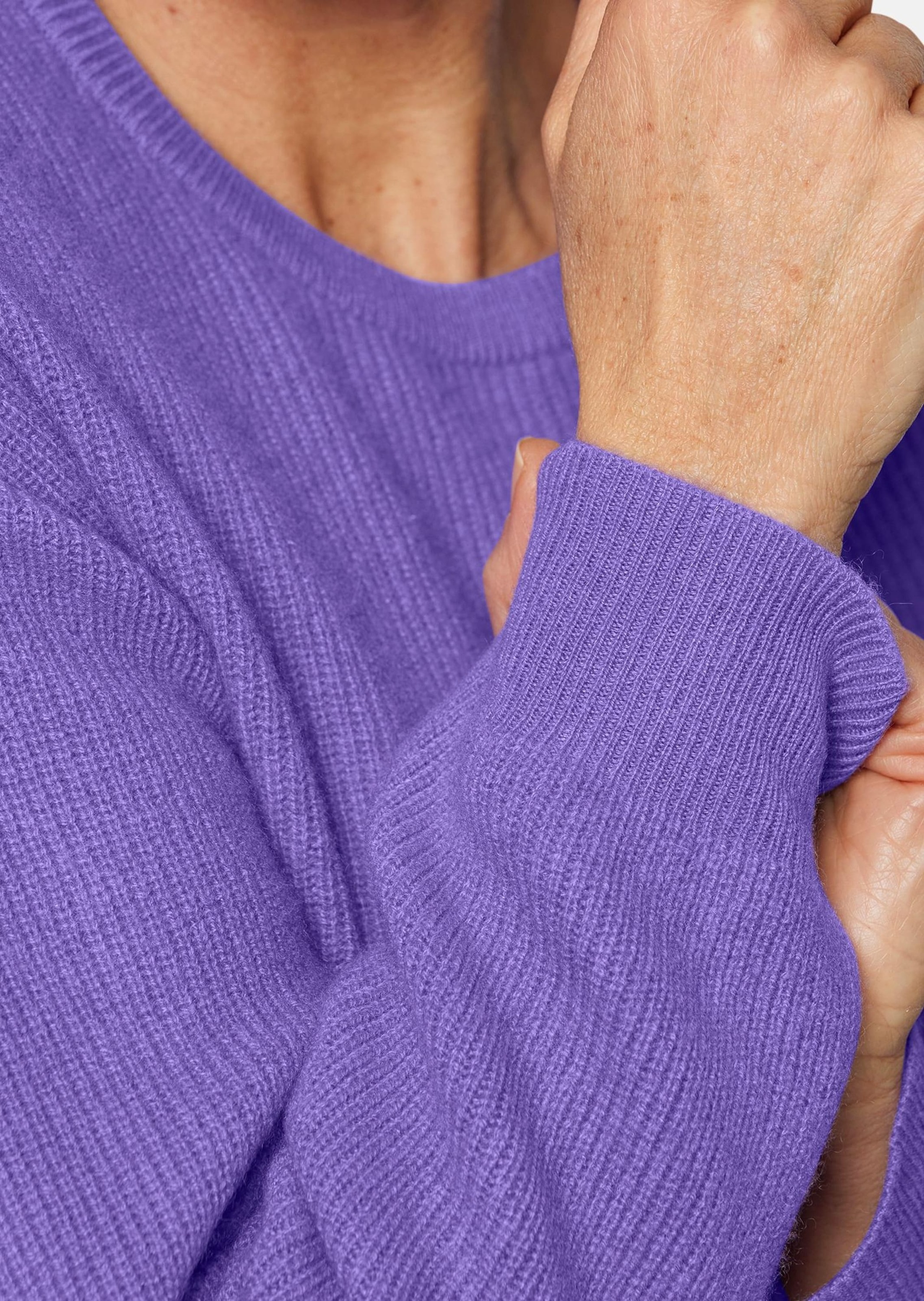 GOLDNER Strickpullover »Kurzgröße Kaschmirpullover in Patentstrick mit Rundhals«
