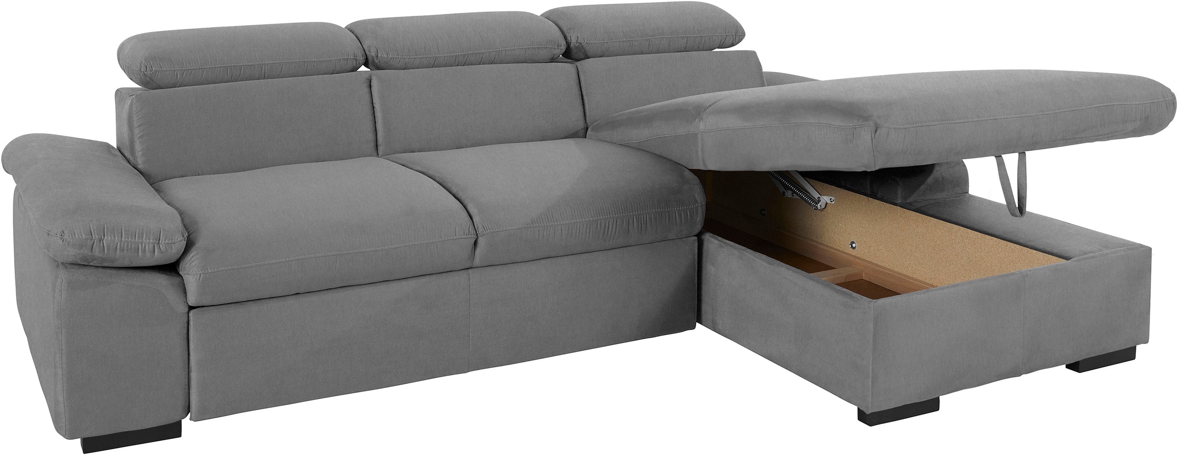 COTTA Ecksofa »Lola L-Form mit Kopfteilfunktion & Hocker«, (Set, mit Hocker), wahlweise mit Bettfunktion, Bettkasten & Armteilverstellung