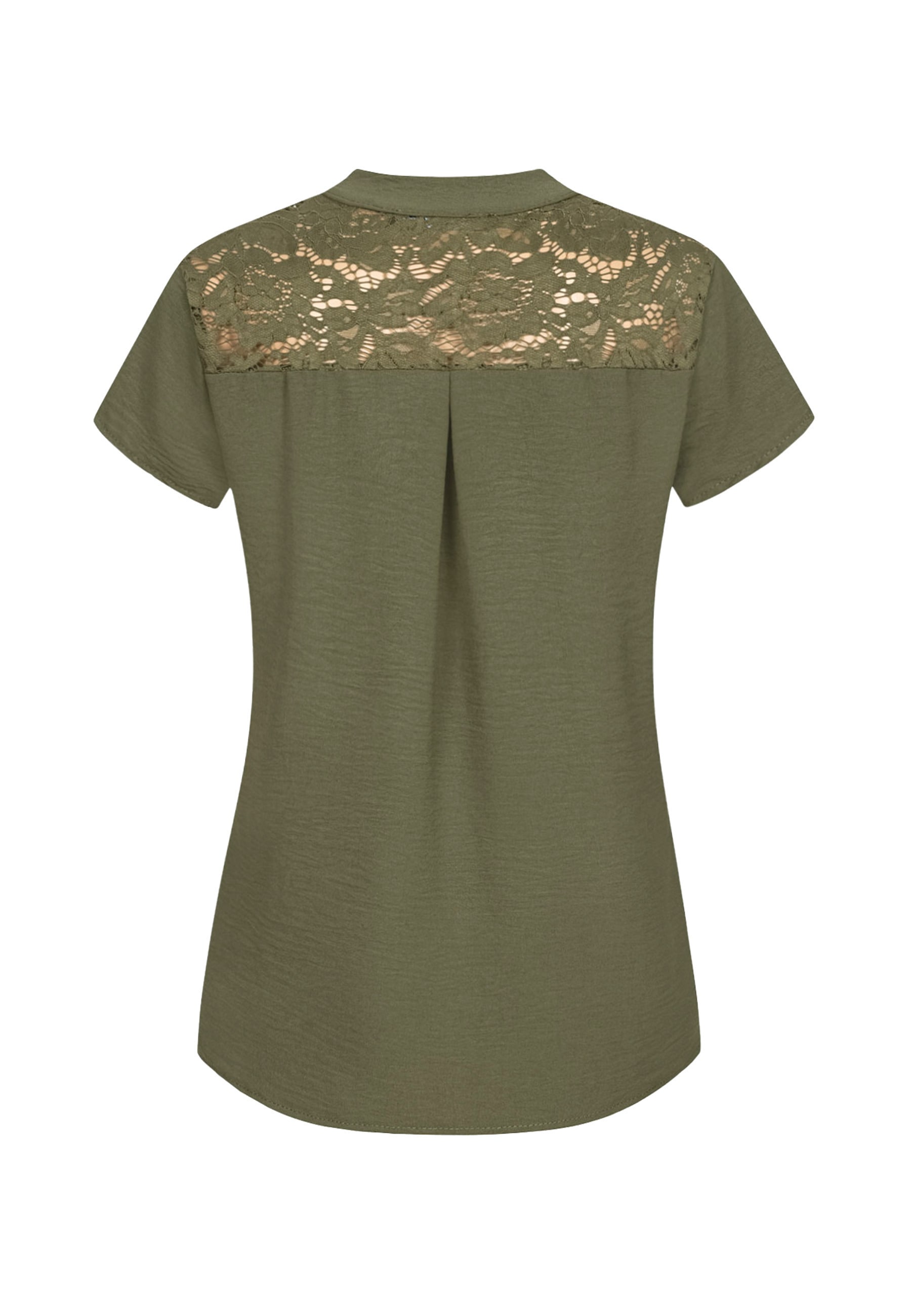 CLOUD 5IVE Klassische Bluse »CLOUD 5IVE Musselin Shirt V-Neck mit Deko Knopfleiste und Spitze«