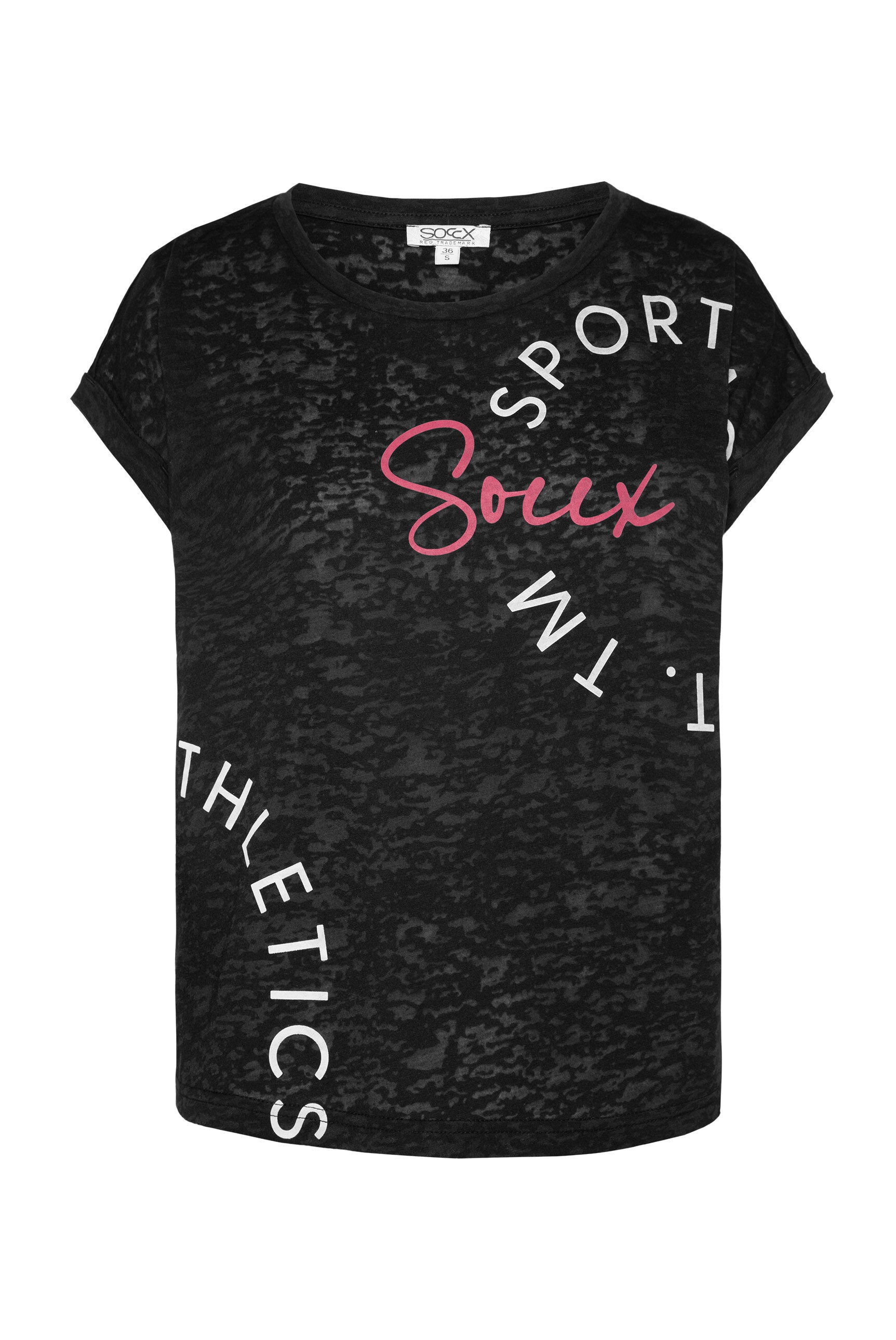 SOCCX Rundhalsshirt, mit fixierten Turn-Up-Ärmeln
