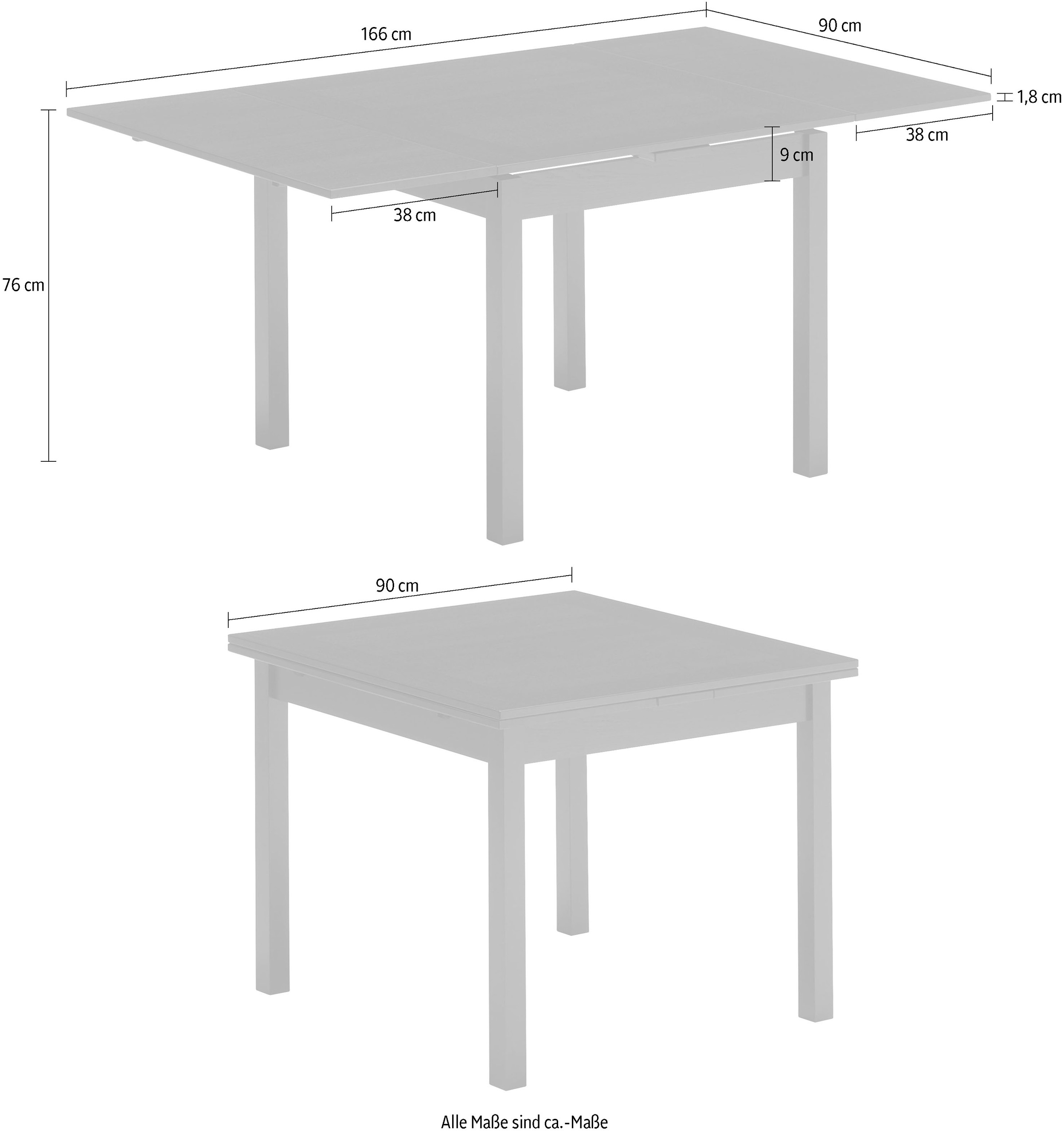 Hammel Furniture Esstisch »Basic Dinex, schnell innenliegende Einlegeplatten ausziehbar,«, Furnier / Massivholz, in zwei Breiten, stabiler dänische Design Tisch