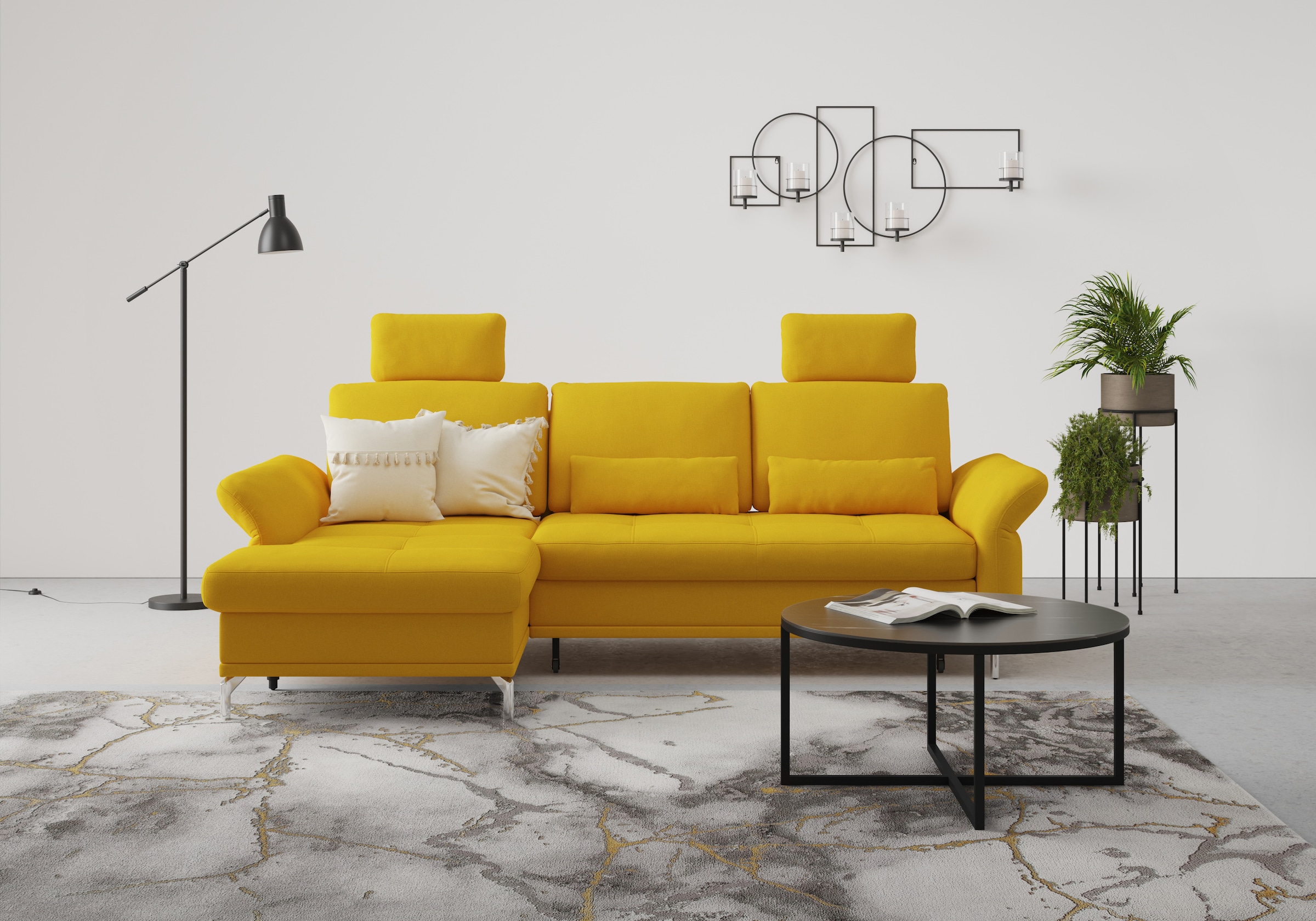 Home affaire Ecksofa "Palm Beach L-Form" Federkern, mit Sitztiefenverstellu günstig online kaufen