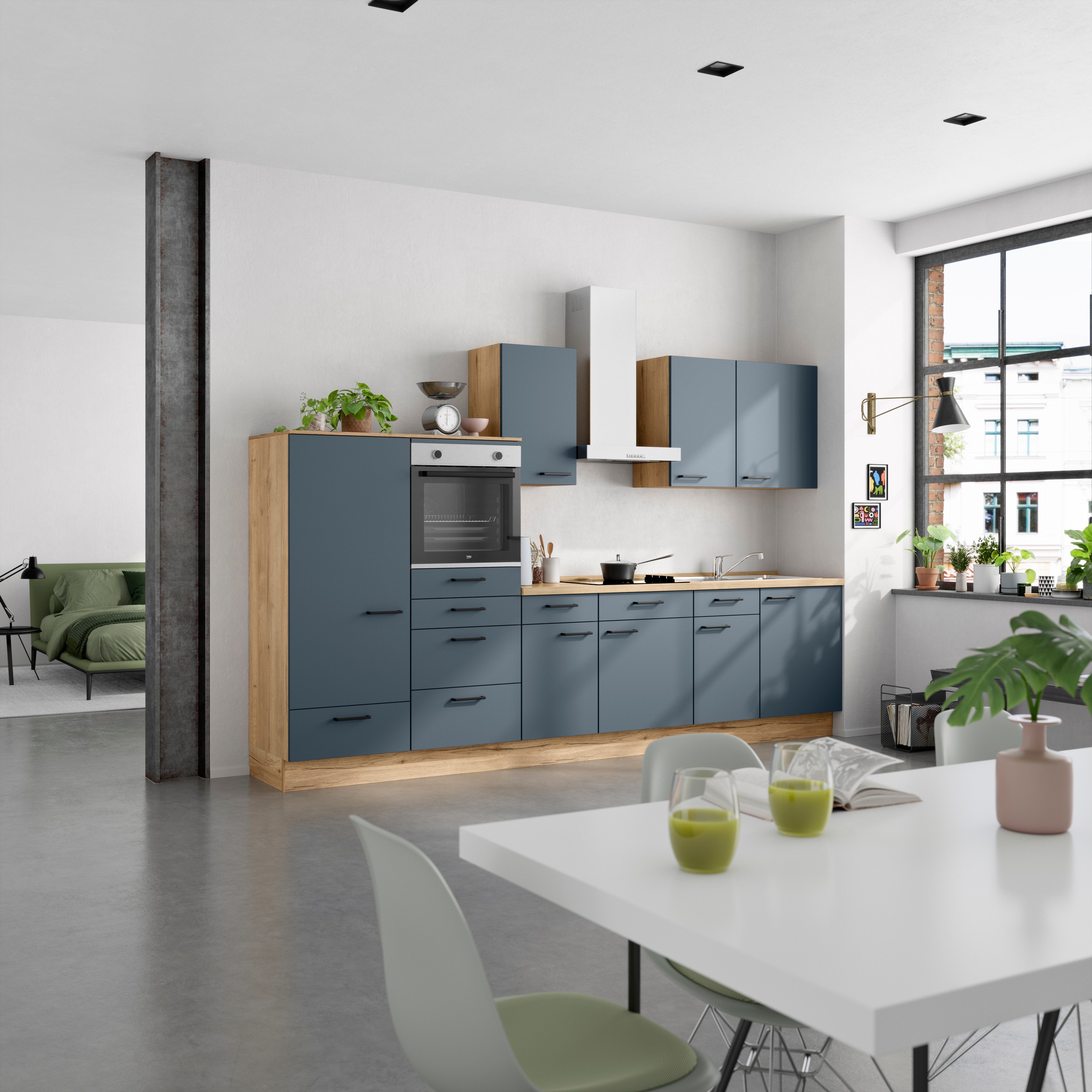 nobilia® Küchenzeile »"Easytouch I"«, vormontiert, Ausrichtung wählbar, Breite 330 cm, wahlw. mit E-Geräten