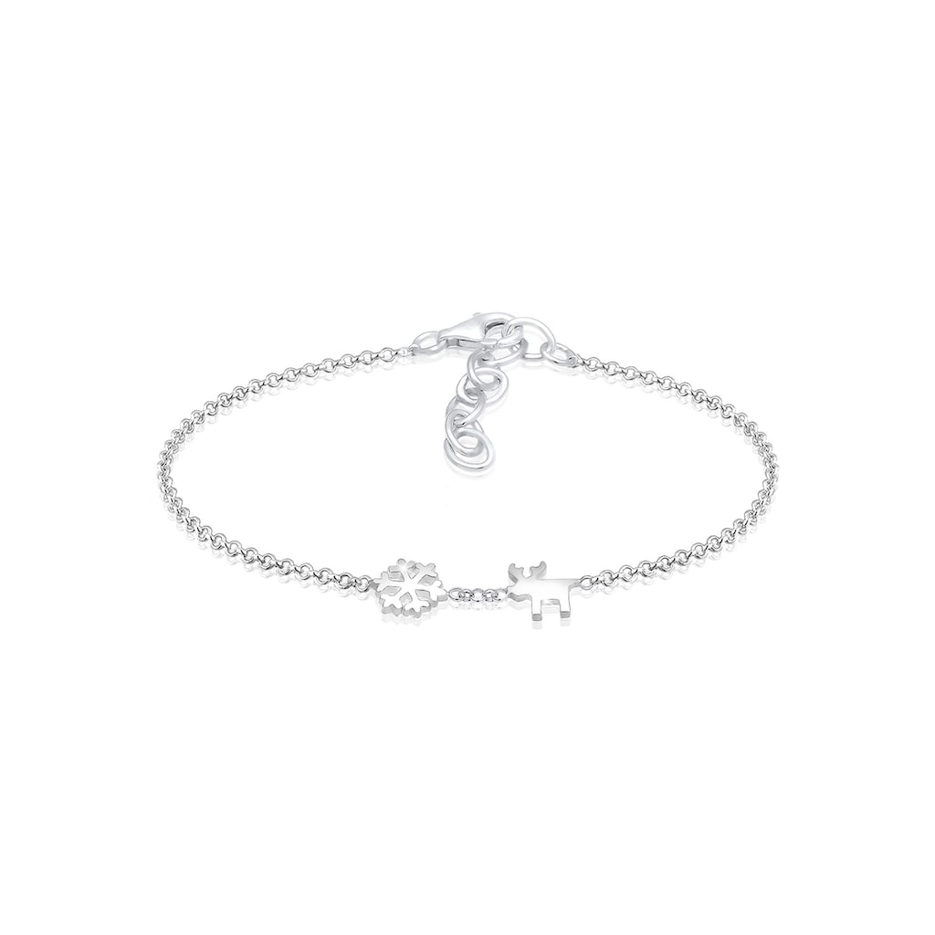 Elli Armband »Schneeflocke Elch Rentier Winter Trend 925 Silber«