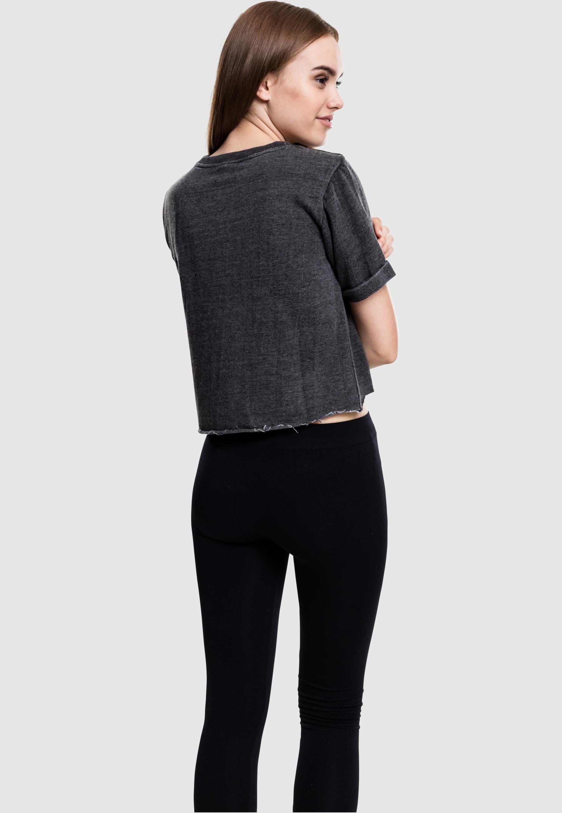 URBAN CLASSICS T-Shirt »Urban Classics Damen Ladies Cropped Burnout Short Sleeve Crew«, (1 tlg.)