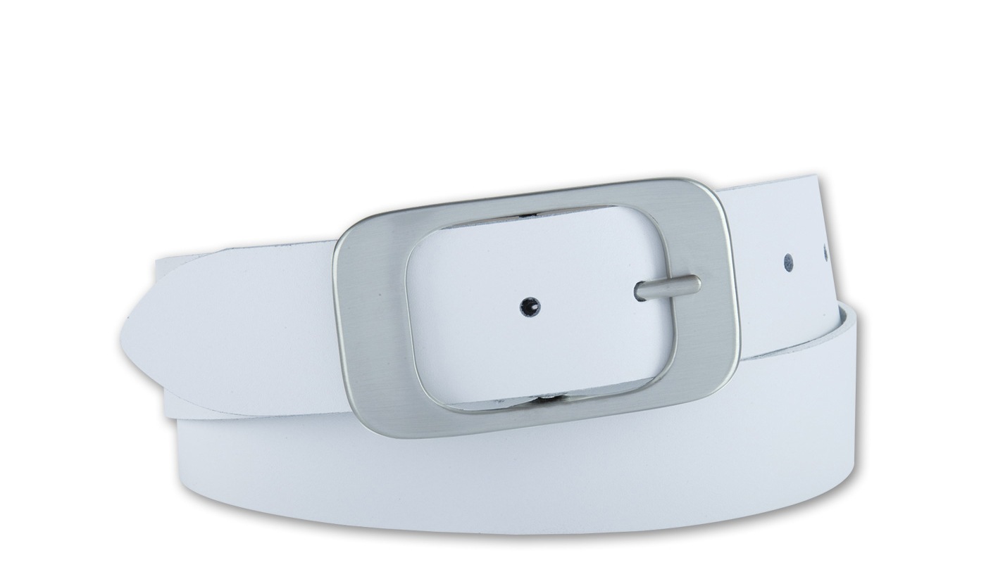 BERND GÖTZ Damen Ledergürtel "Ledergürtel mit elegant abgerundeter Rechtecksschließe"weiß, Gr. 90, Rindsleder, Gürtel