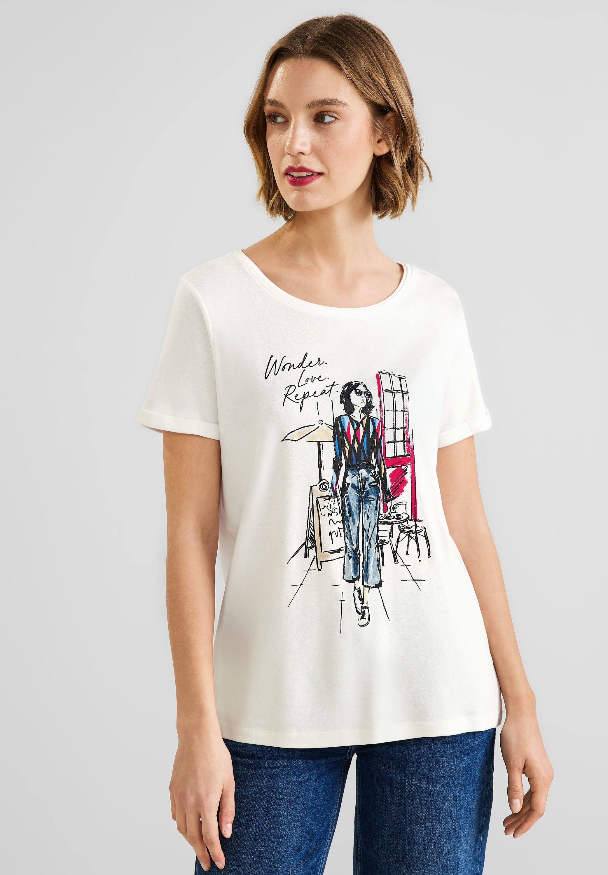STREET ONE T-Shirt mit Rundhalsausschnitt