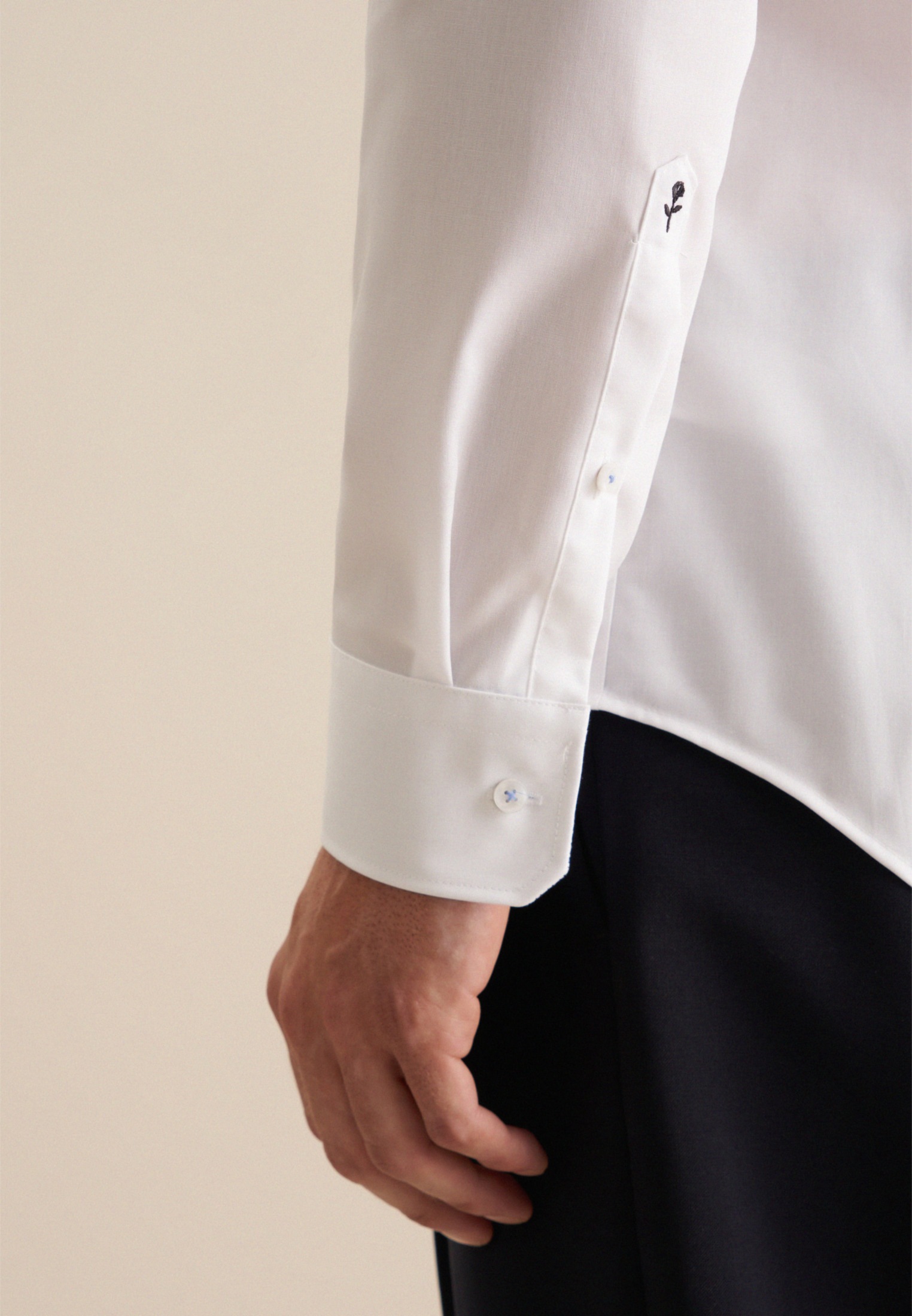 Businesshemd SEIDENSTICKER "Schwarze Rose", Herren, Gr. XS (36), normale Ärmellängen, weiß, 100% Baumwolle, unifarben, slim fit, 2-Knopf-Manschette, Hemden, Slim 1/1 Kentkragen Uni 3