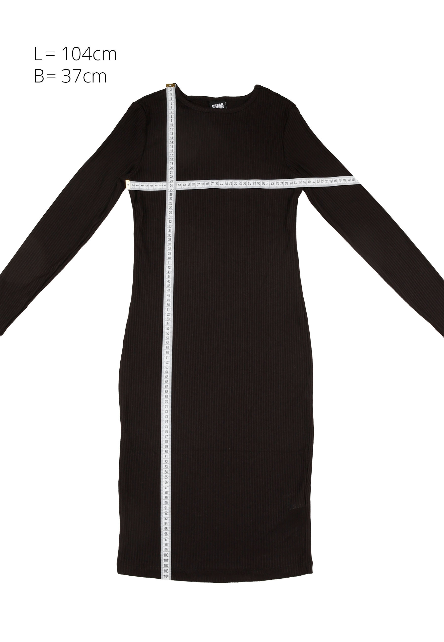 Urban Classics Rib Long Sleeve Dress Black M 9