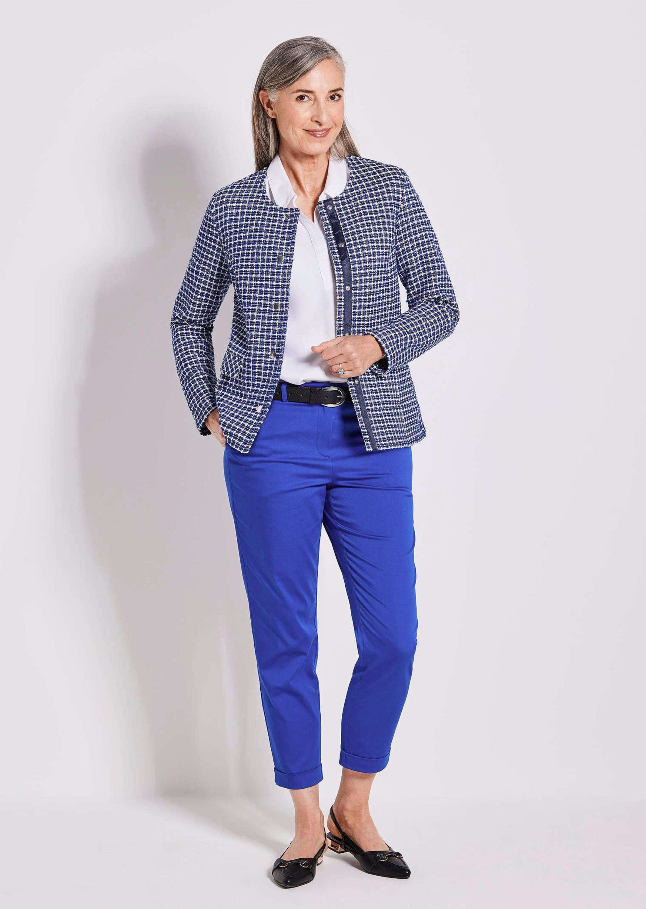 Goldner Women's Checkered Blazer Green/Blue Size 48 3
