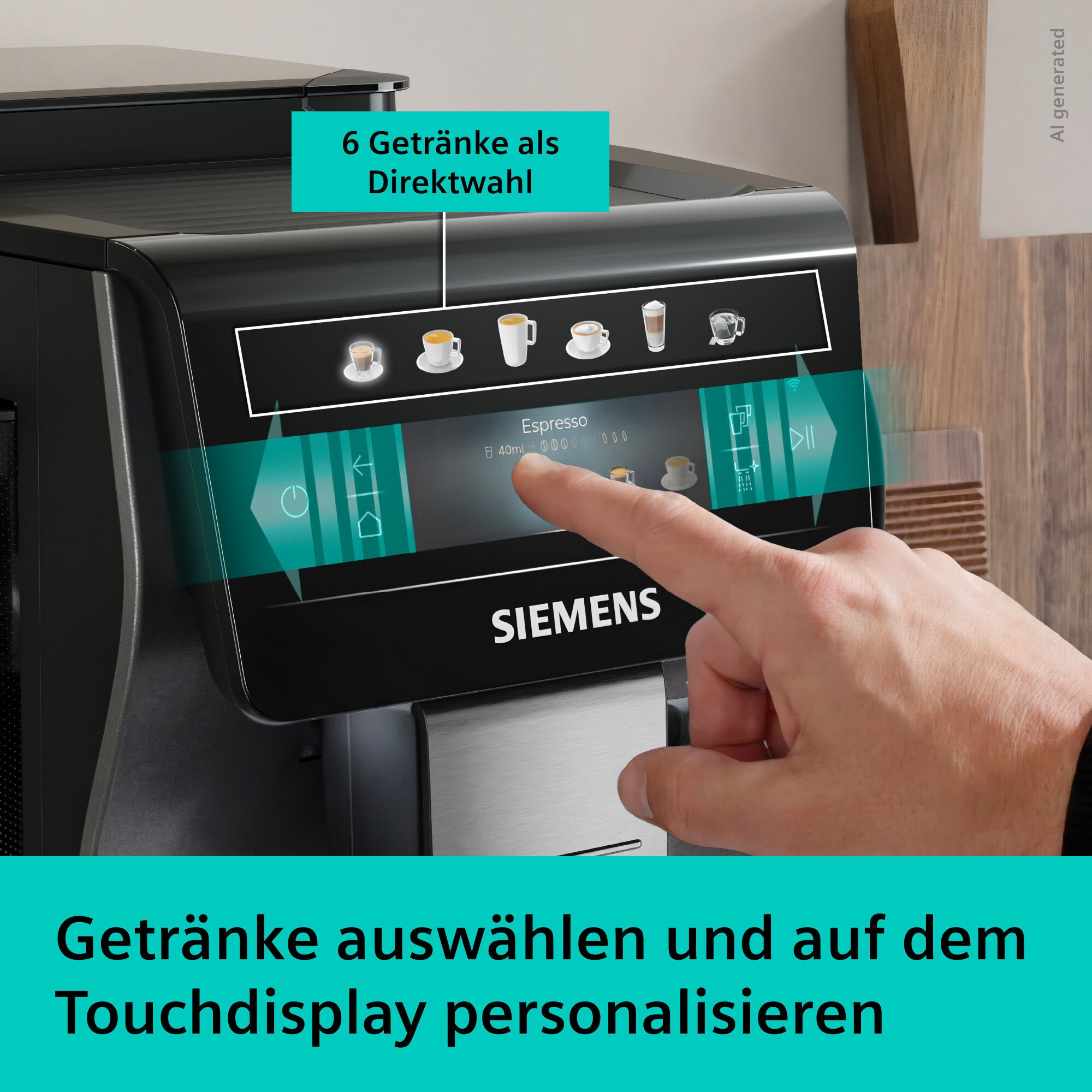 SIEMENS Kaffeevollautomat »EQ600 TP603E07, 6 Getränke, XL-Getränke, bis zu 480ml, Keramikmahlwerk« Doppeltassenfunktion, Kannenfunktion, entnehmbare Brüheinheit, Silber