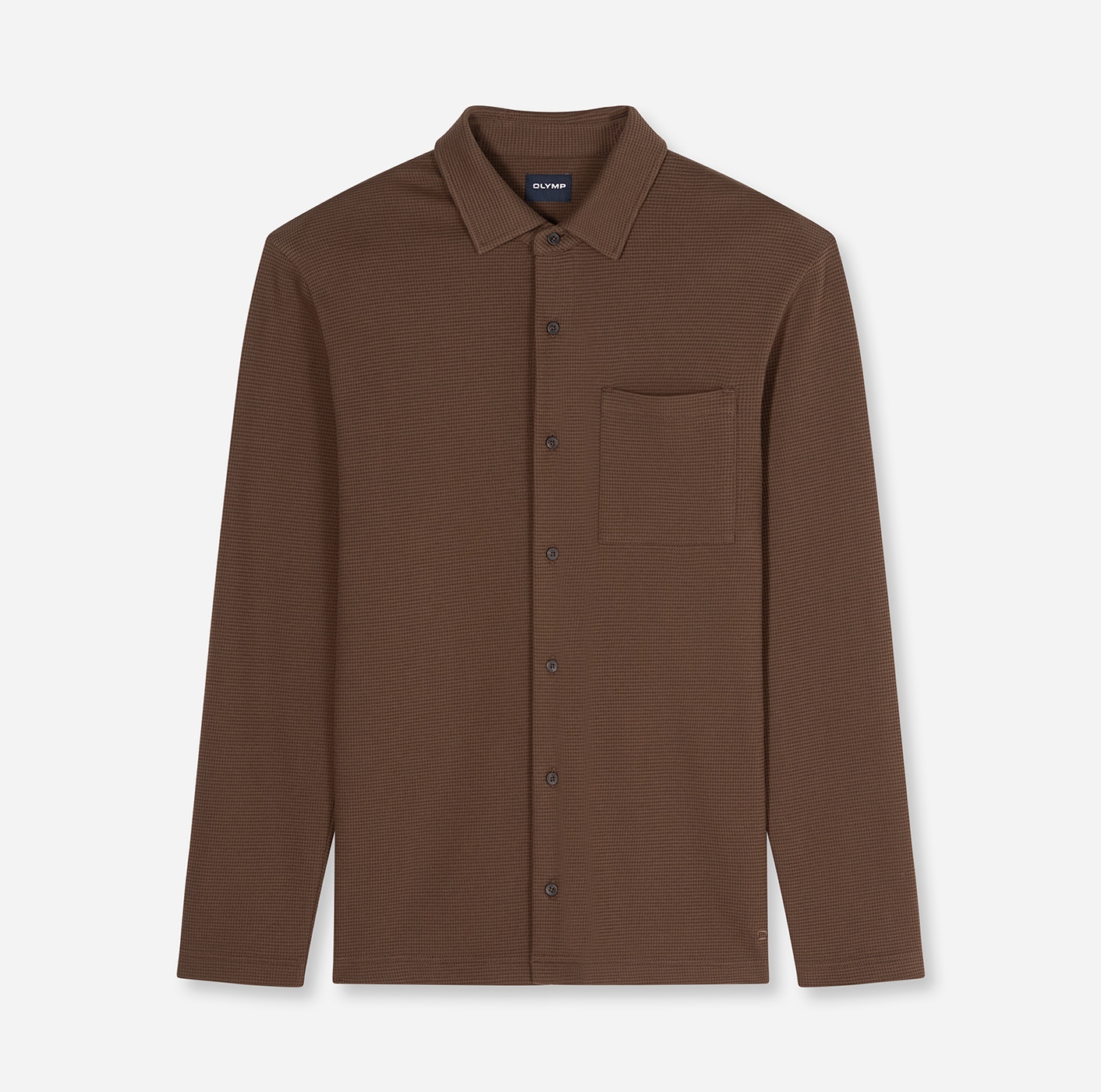 OLYMP Langarm-Poloshirt "Casual" mit Waffle-Struktur