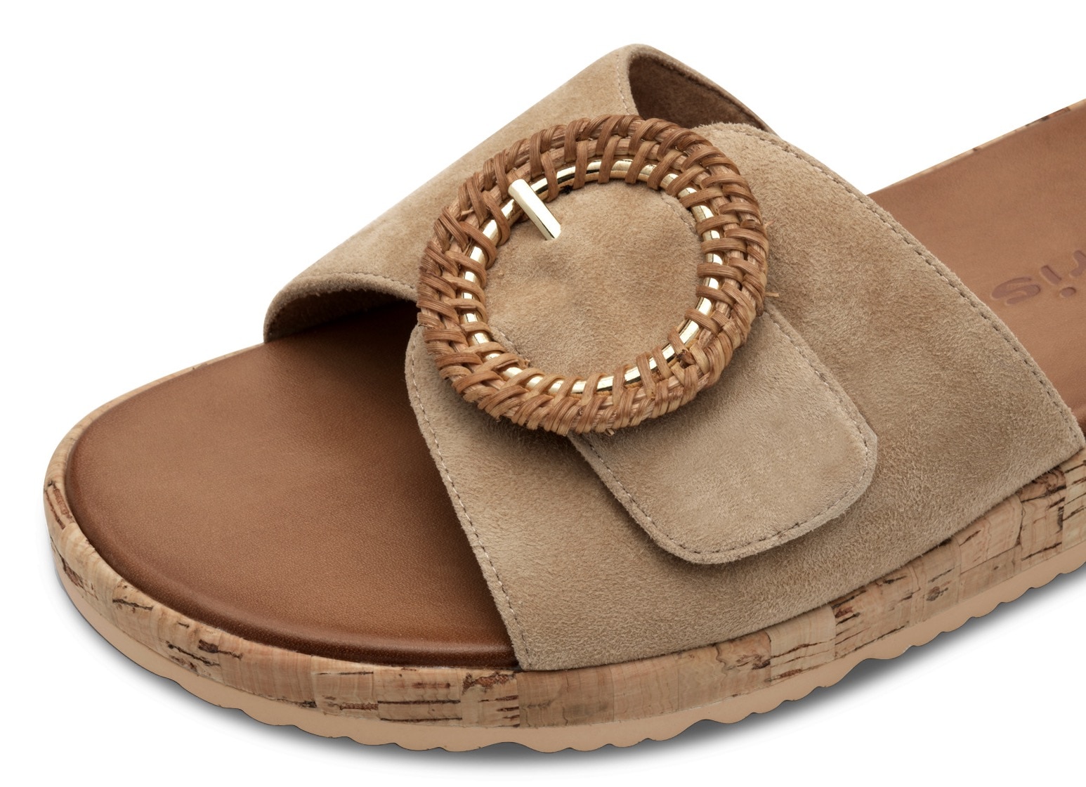 Tamaris Pantolette, Keilabsatz, Sommerschuh, Schlupfschuh mit hübscher Zierschnalle
