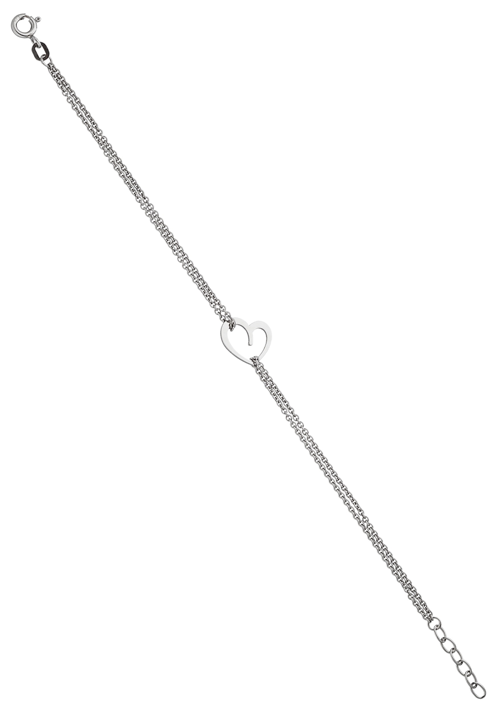 JOBO Silberarmband »Armband mit Herz« 925 Silber rhodiniert 19 cm