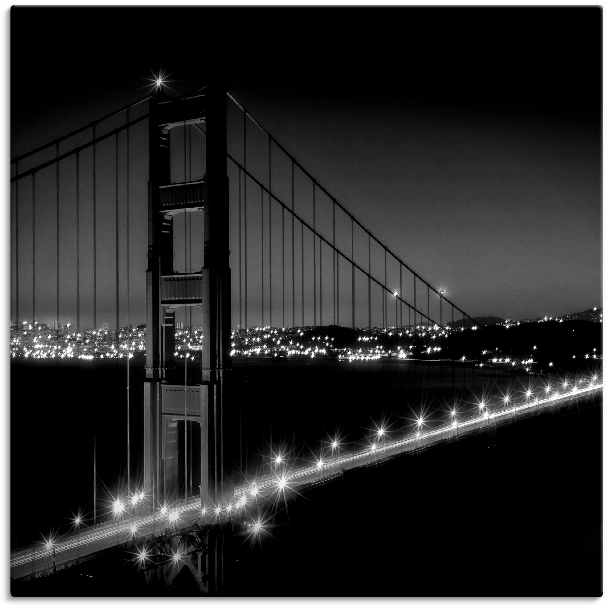 Artland Leinwandbild "Golden Gate Bridge am Abend I", Amerika, (1 St.), auf Keilrahmen gespannt