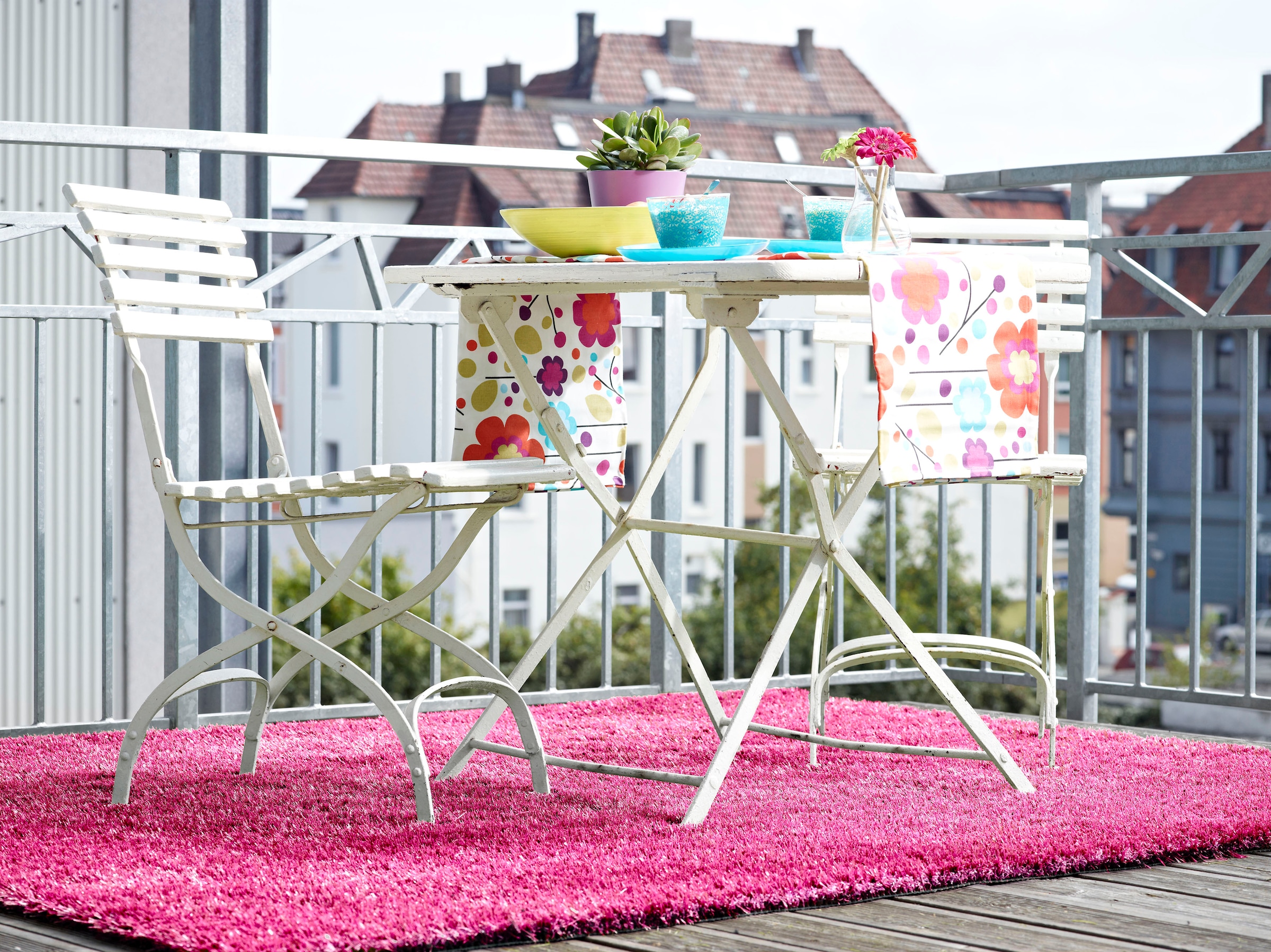 Kunstrasen ANDIAMO "Trendy, Gesamthöhe 25 mm, Made in Netherlands", pink, B:100cm L:200cm, Polyethylen (PE), Teppiche, Rasenteppich, moderne Optik, mit Drainagelöchern, strapazierfähig
