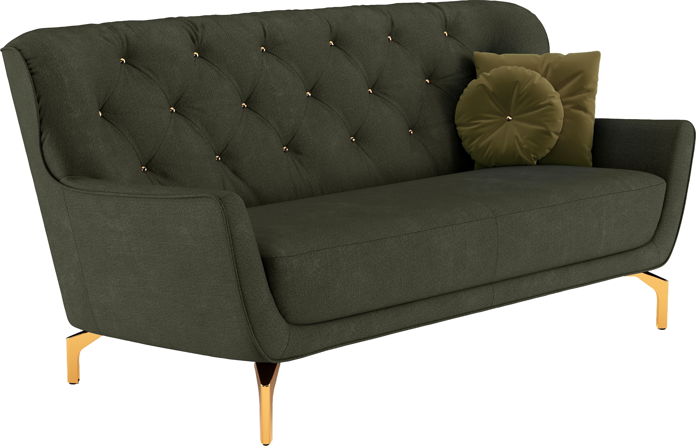 sit&more 3-Sitzer »Orient 3«, inkl. 2 Zierkissen mit Strass-Stein, goldfarbene Metallfüße