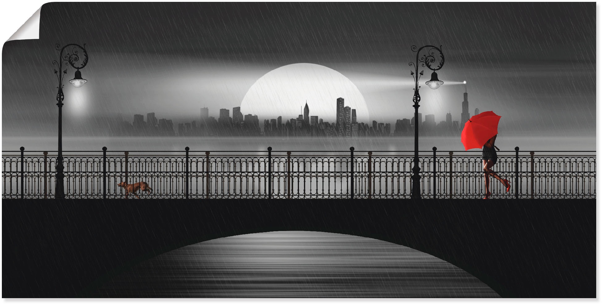 Wandbild »Die Brücke im Regen«, Brücken, (1 St.), als Leinwandbild, Poster in...