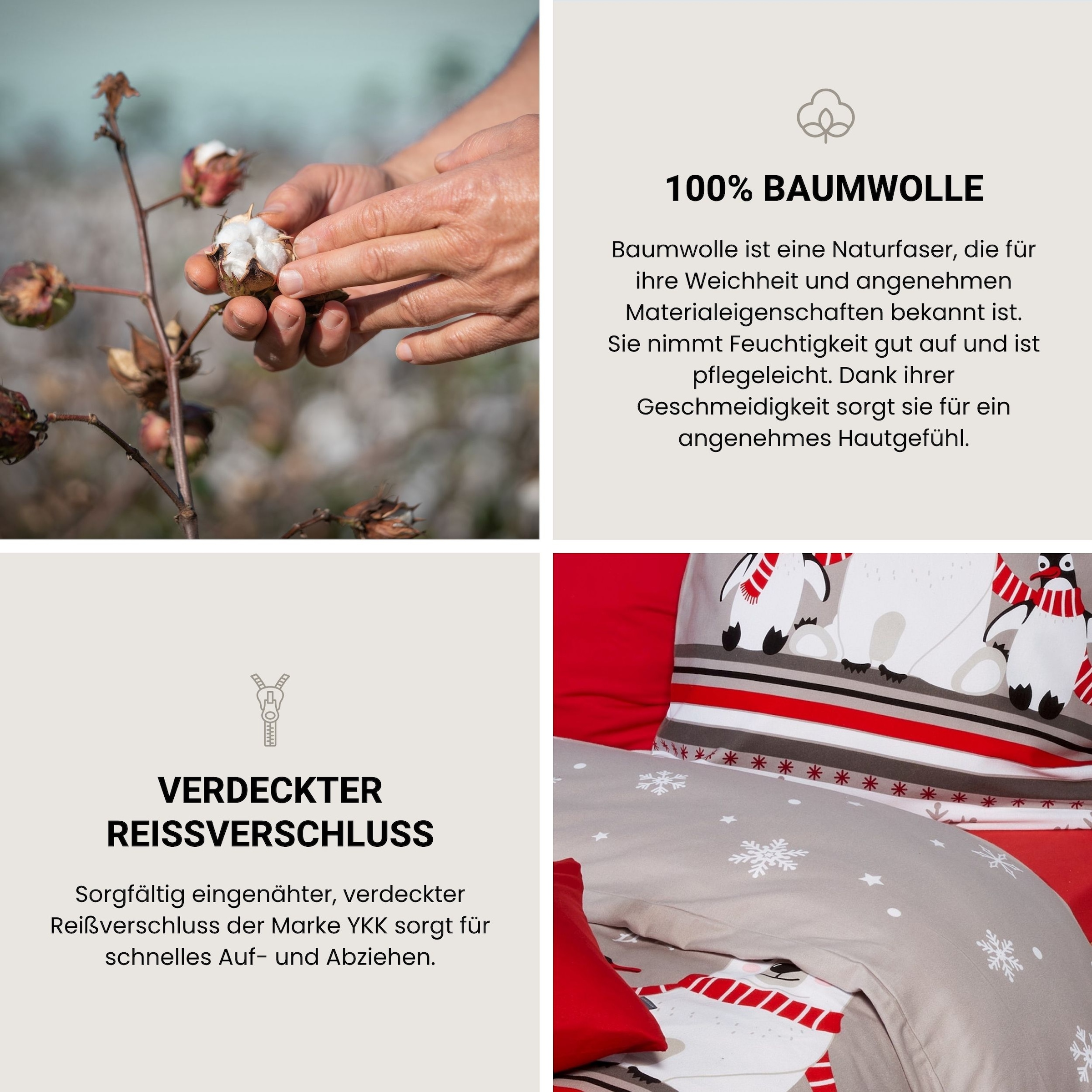 Schiesser Bettwäsche »Dida aus weicher Baumwolle mit coolem Winterprint« 2 Stk. OEKO-TEX® MADE IN GREEN-zertifiziert