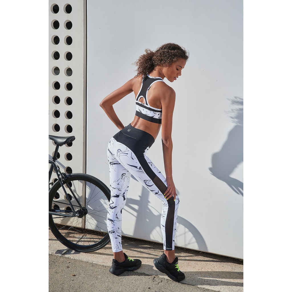 LASCANA ACTIVE Leggings »-Sporthose White Marble«, im Marmor-Muster mit Seitenstreifen