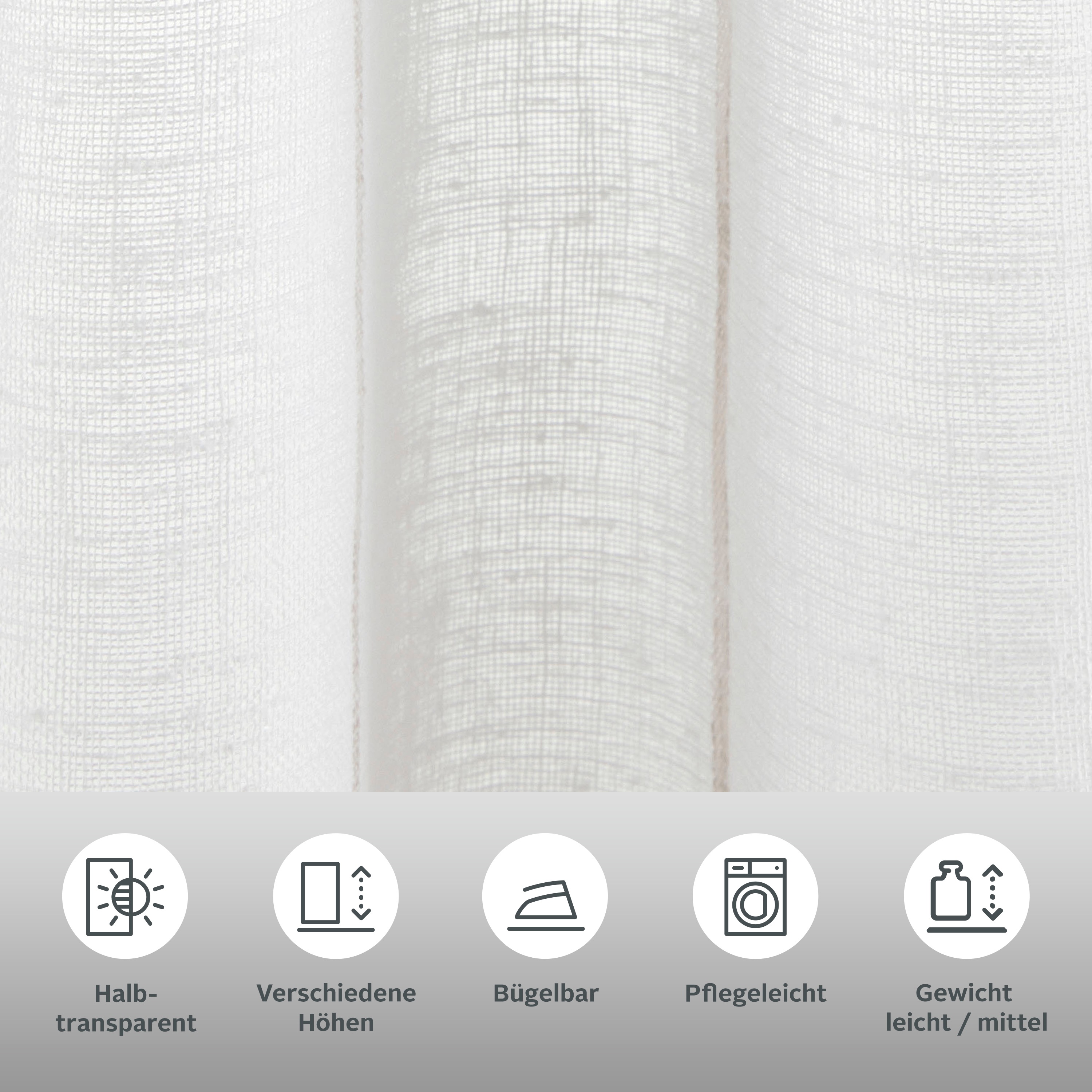 Thumbnail - my home Scheibengardine "Clea" Ösen 1 Stk. tlg. Polyester, mit Längsstreifen in grober Struktur