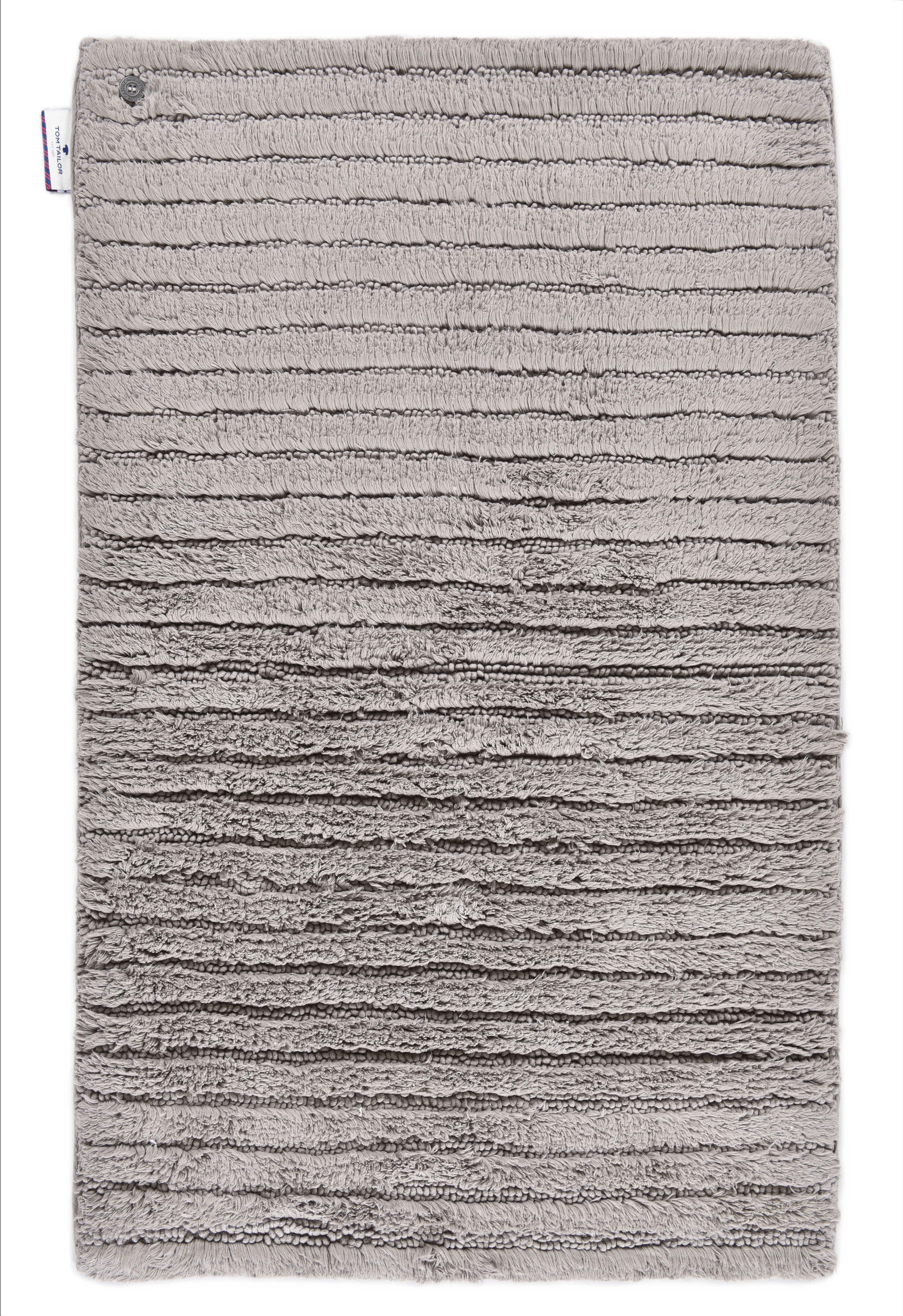 TOM TAILOR HOME Badematte "Cotton Stripes" Höhe 20 mm rutschhemmend beschichtet fußbodenheizungsgeeignet strapazierfähig Uni Farben, gestreift, reine Baumwolle, Hoch-Tief Effekt