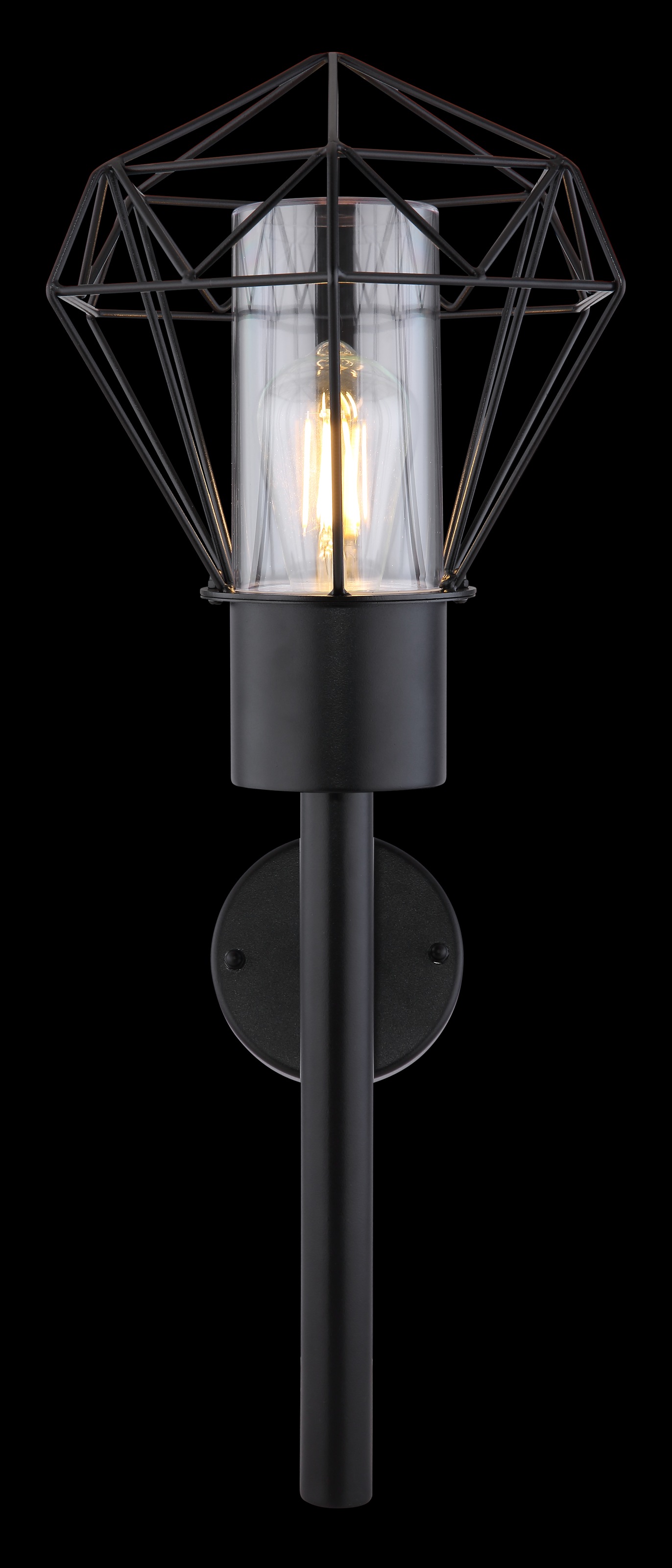 GLOBO LIGHTING Außen-Wandleuchte »HORACE« E27 1 Stk. Außenleuchte Edelstahl schwarz mit Klarglas, IP44, E27 15W