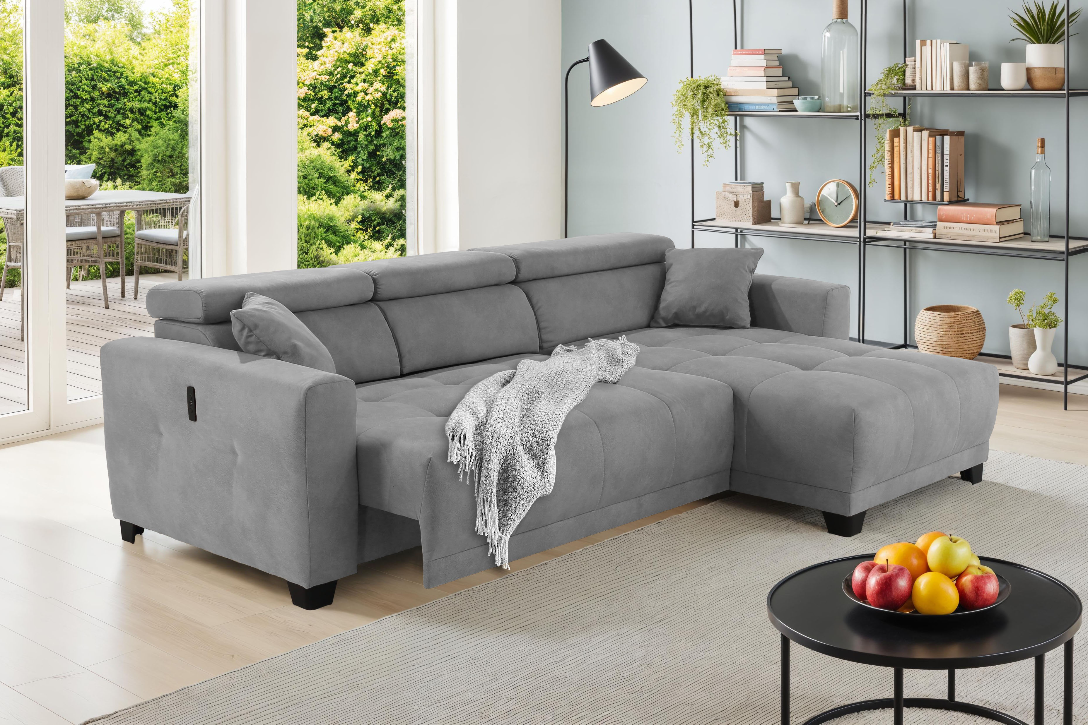 Jockenhöfer Gruppe Ecksofa "Cremona L-Form, B: 263 cm, mit 30 cm elektr. Sitztiefenverstellung" 140kg Belastbarkeit je Sitz, Kopfteilverstellung & USB-Anschluss