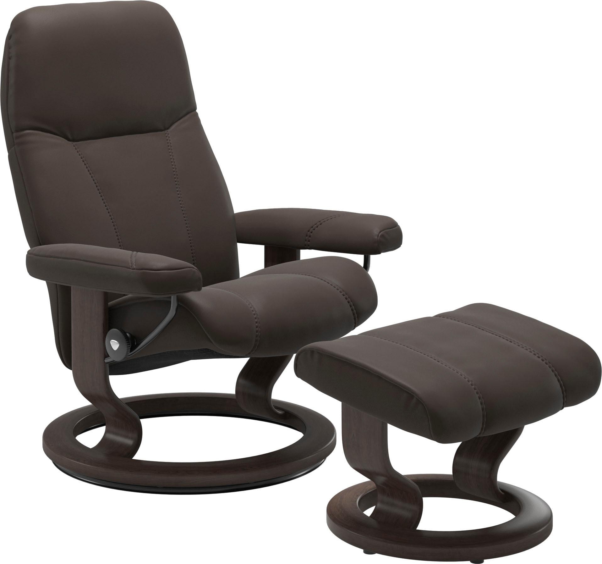 Relaxsessel STRESSLESS "Consul", braun (braun batick), B:85cm H:100cm T:77cm, Leder BATICK: BATICK ist ein leicht korrigiertes, durchgefärbtes und genarbtes Möbelleder, bei dem die meisten Unebenheiten und Spuren in der Regel entfernt wurden.;Leder PALOMA 8