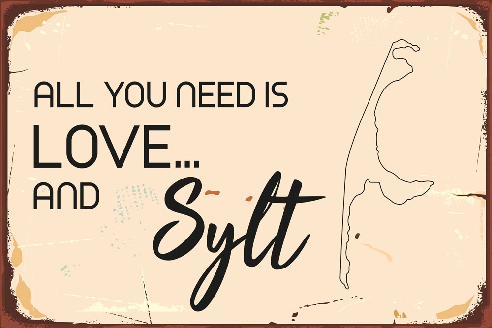 queence Metallbild "All you need is Sylt", Strand-Schriftzug-Sprüche-Sprüch günstig online kaufen