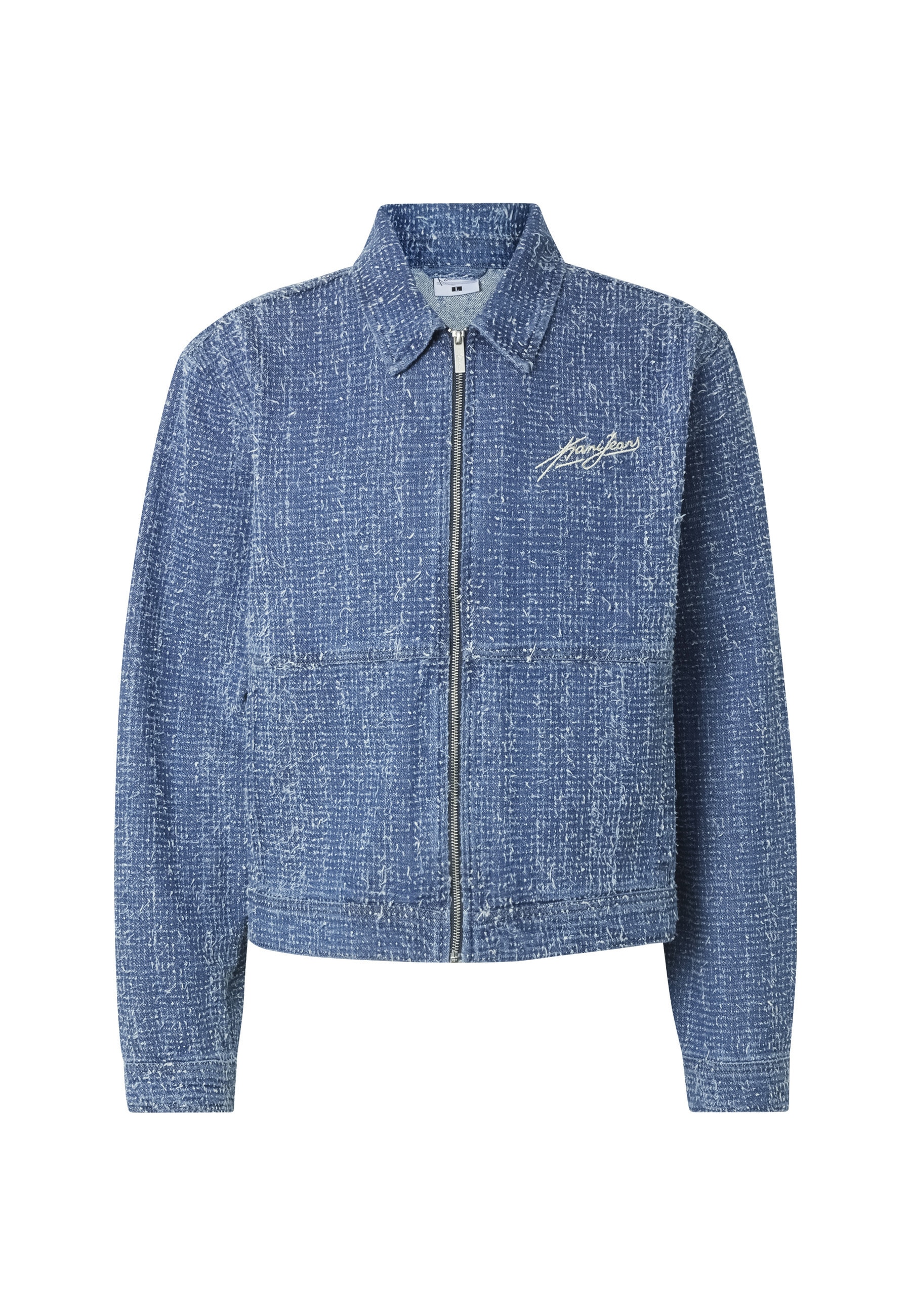 Karl Kani Jeansjacke "Karl Kani Kani Jeans Distressed Zip Denim Jacket" 1 Stk. tlg. ohne Kapuze