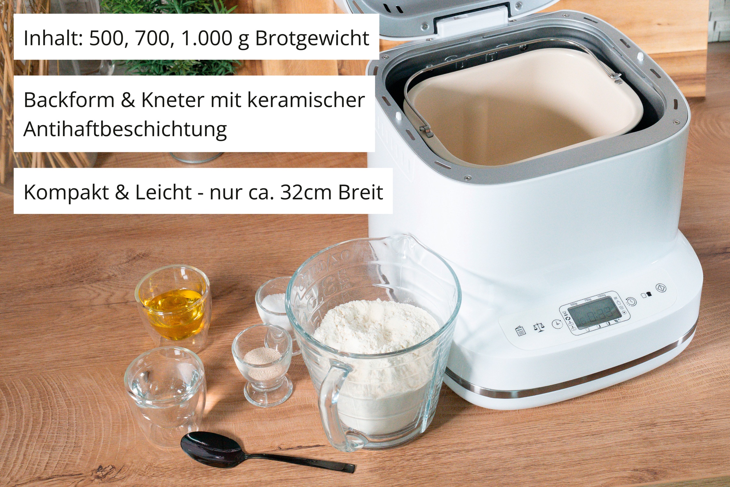 UNOLD Brotbackautomat "Backmeister Bernd", weiß, B:31,4cm H:28cm T:26cm, Brotbackautomaten 3