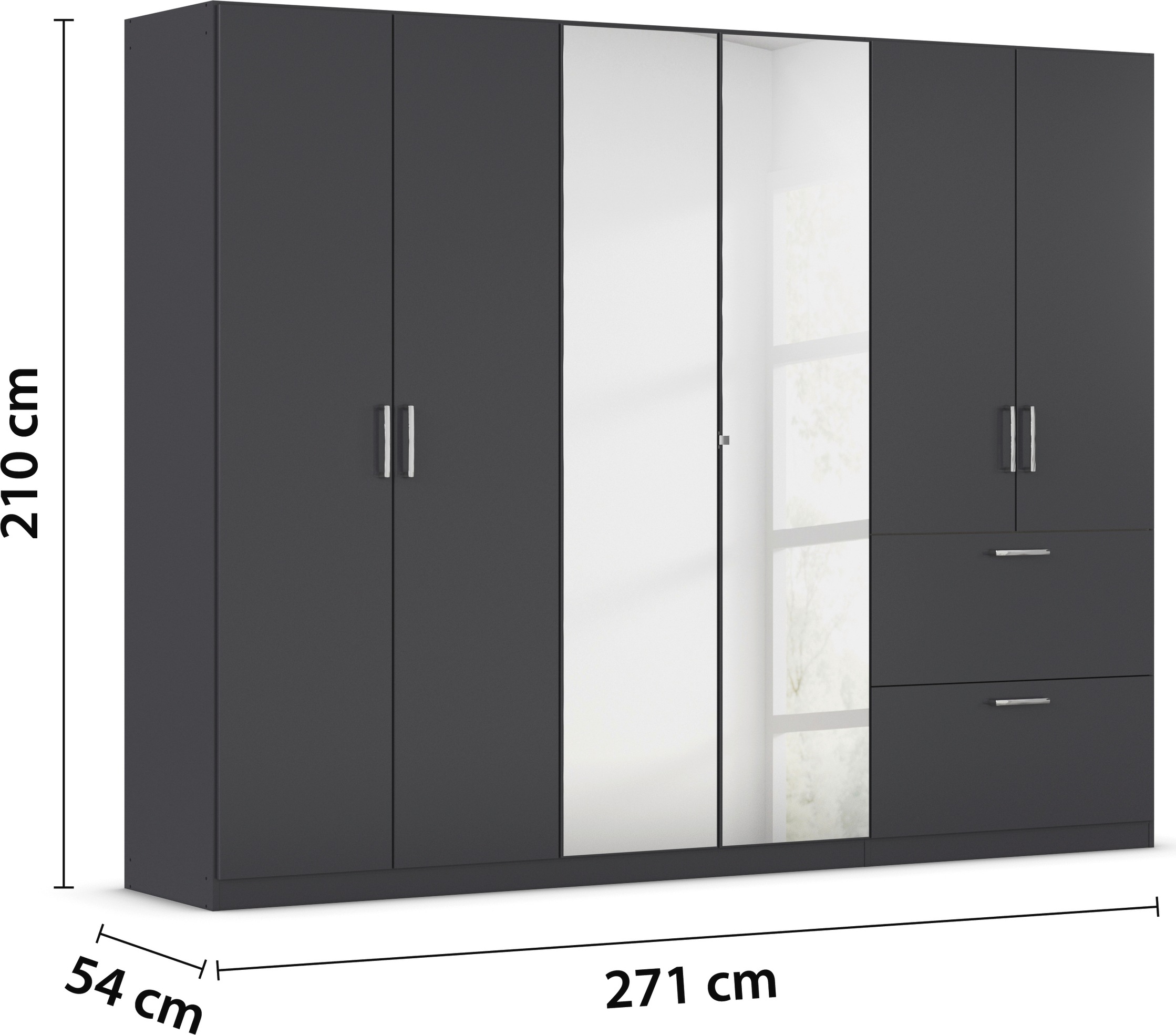 rauch Drehtürenschrank »Kleiderschrank Schrank Garderobe Schlafzimmerschrank PADUA«, voll aufgelegte Spiegeltüren, zwei große Schubladen MADE IN GERMANY
