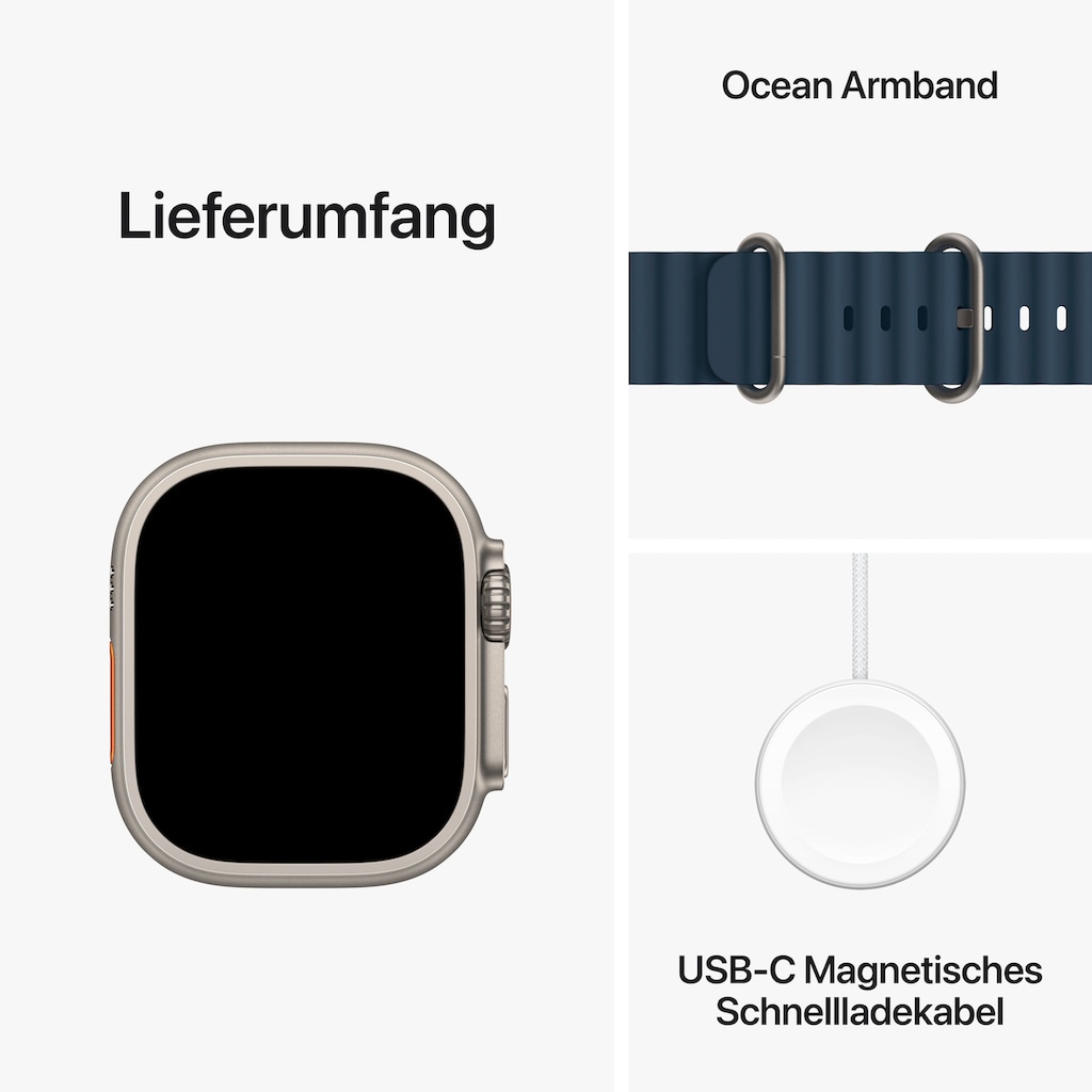 Apple Smartwatch »Watch Ultra 2 GPS 49 mm + Cellular Titanium One-Size«, (Watch OS 10)