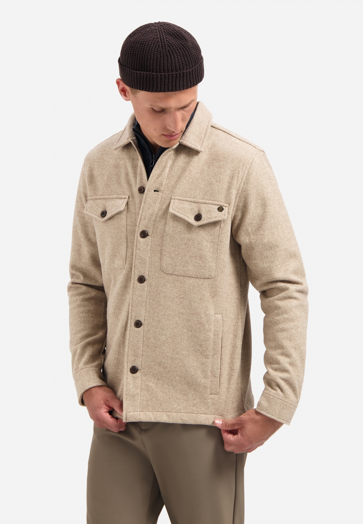 NO EXCESS Langarmhemd "No Excess Meliertes Overshirt Overshirt Button Closu günstig online kaufen