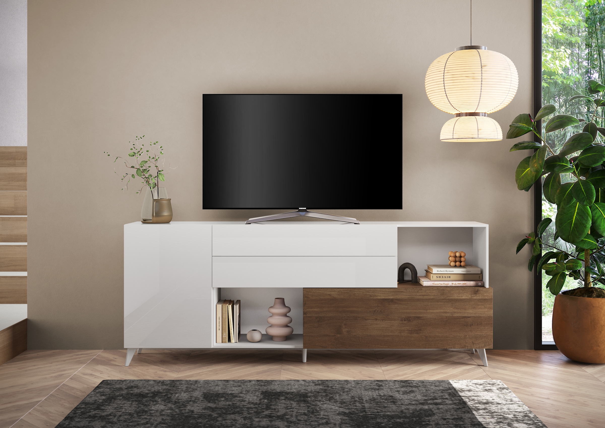 INOSIGN Sideboard »Monaco Breite 241 cm, Anrichte mit 1 Tür, 1 Klappe u. 2 Schubkästen«, Kommode, Soft/Self Closing