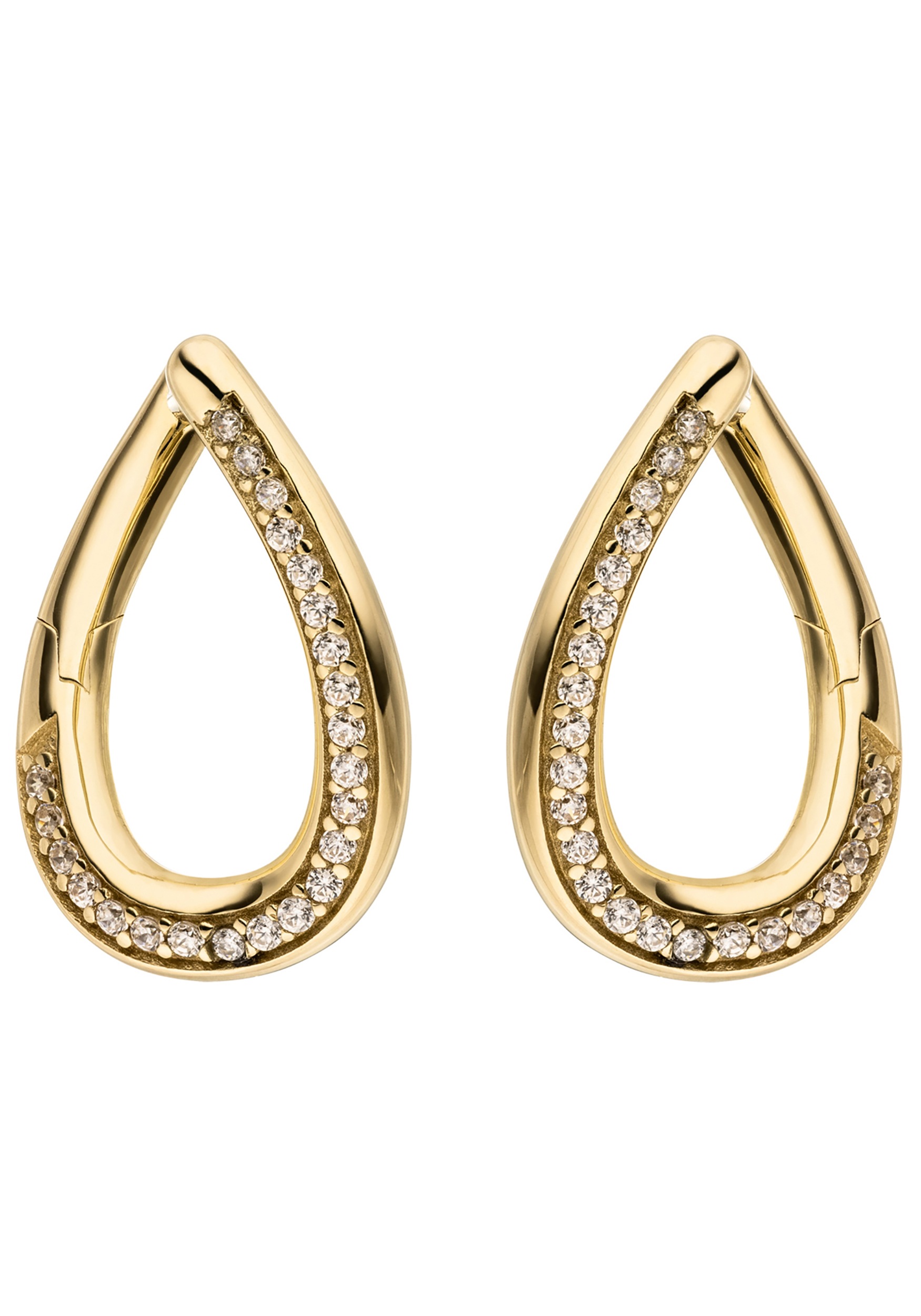 JOBO Paar Creolen »Ohrringe Tropfen 19 mm« 8 Karat 333 Gold mit 46 Zirkonia