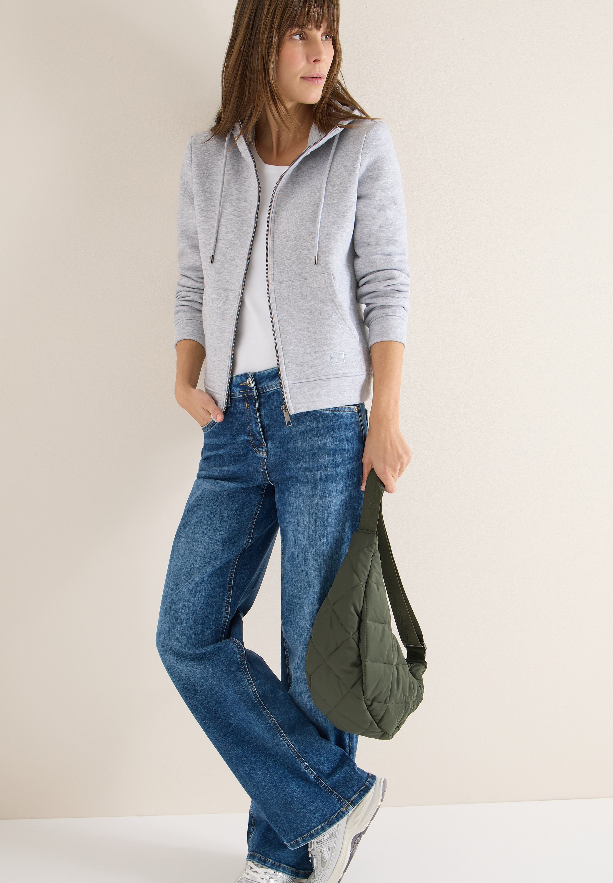 Cecil Sweatjacke mit Glitzer-Details und Kapuze