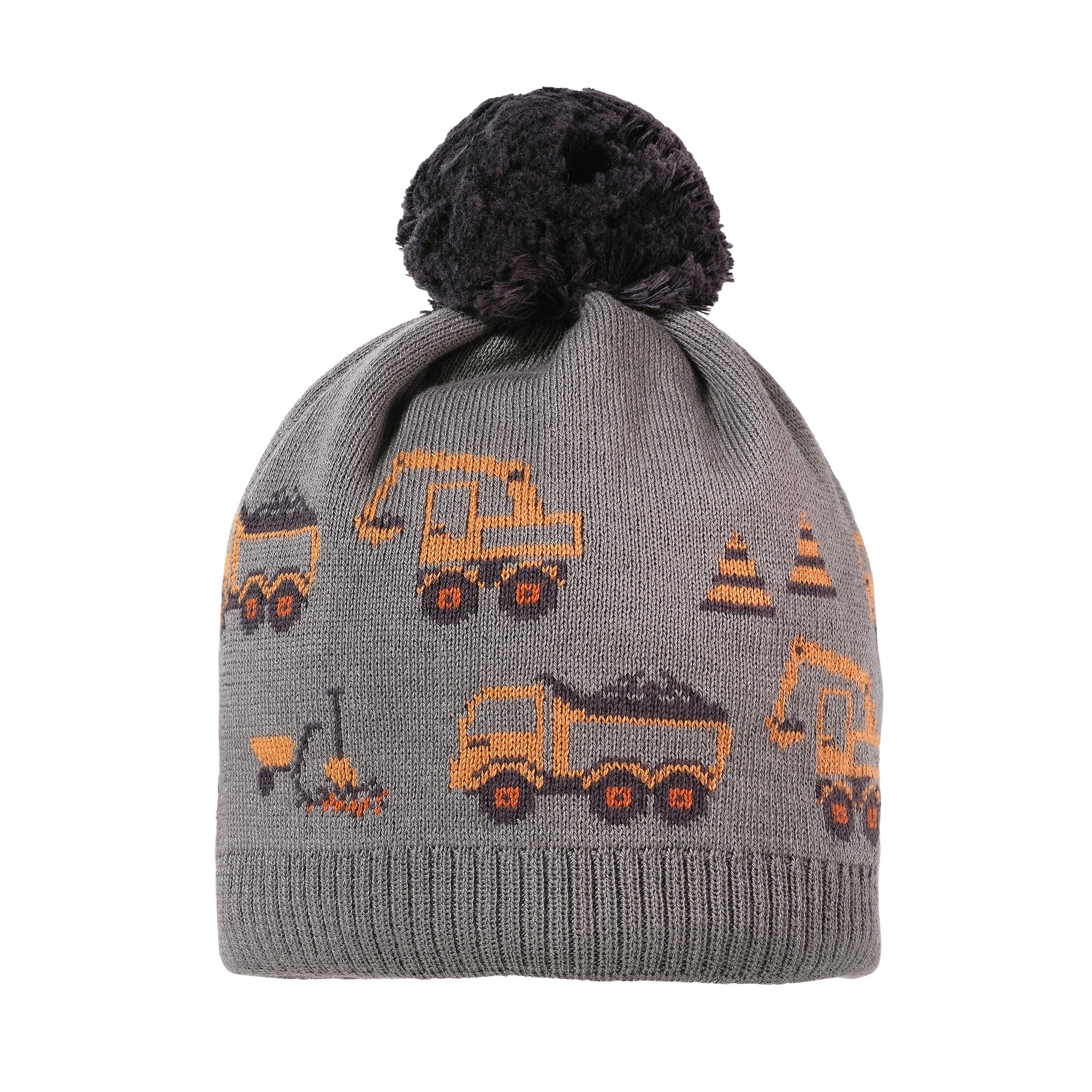 MAXIMO Jungen Strickmütze, grün, Gr. 51, gemustert, mehrfarbig, Strick, Baumwolle, Mützen, Baumwolle, gefüttert, kontrastfarbener Bommel, Motiv