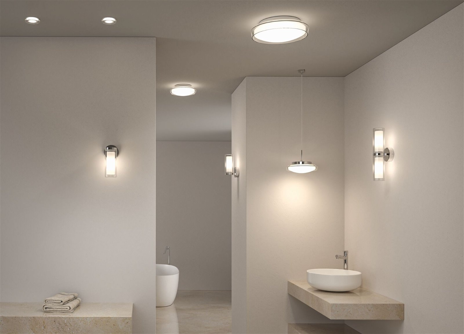 BAUR 3000K Bathroom Glas/Metall«, | 11,5W Paulmann LED »Selection Luena 230V 1 Chrom Pendelleuchte flammig-flammig IP44