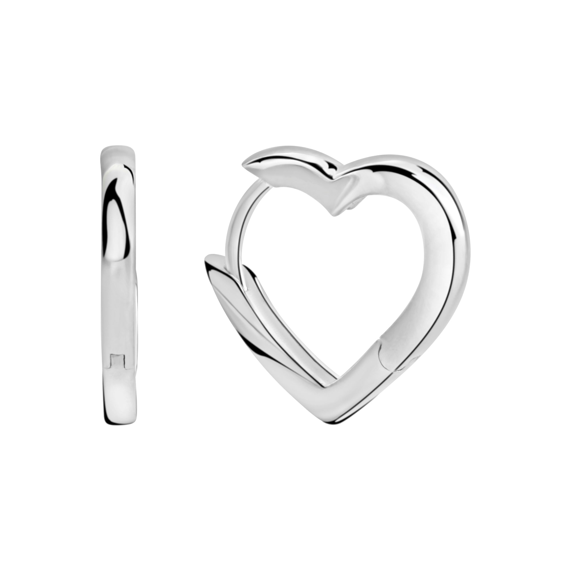 Paar Creolen VIVANCE "925/- Sterling Silber rhodiniert Herz", weiß, Ohrringe, Damen, one-size, Silber 925 (Sterlingsilber)