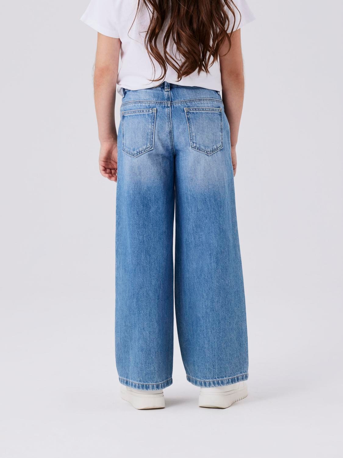 Name It Weite Jeans »NKFROSE für Mädchen mit weitem Bein und klassischem Sitz«, normal, Denim, Abriebeffekte, Reißverschluss