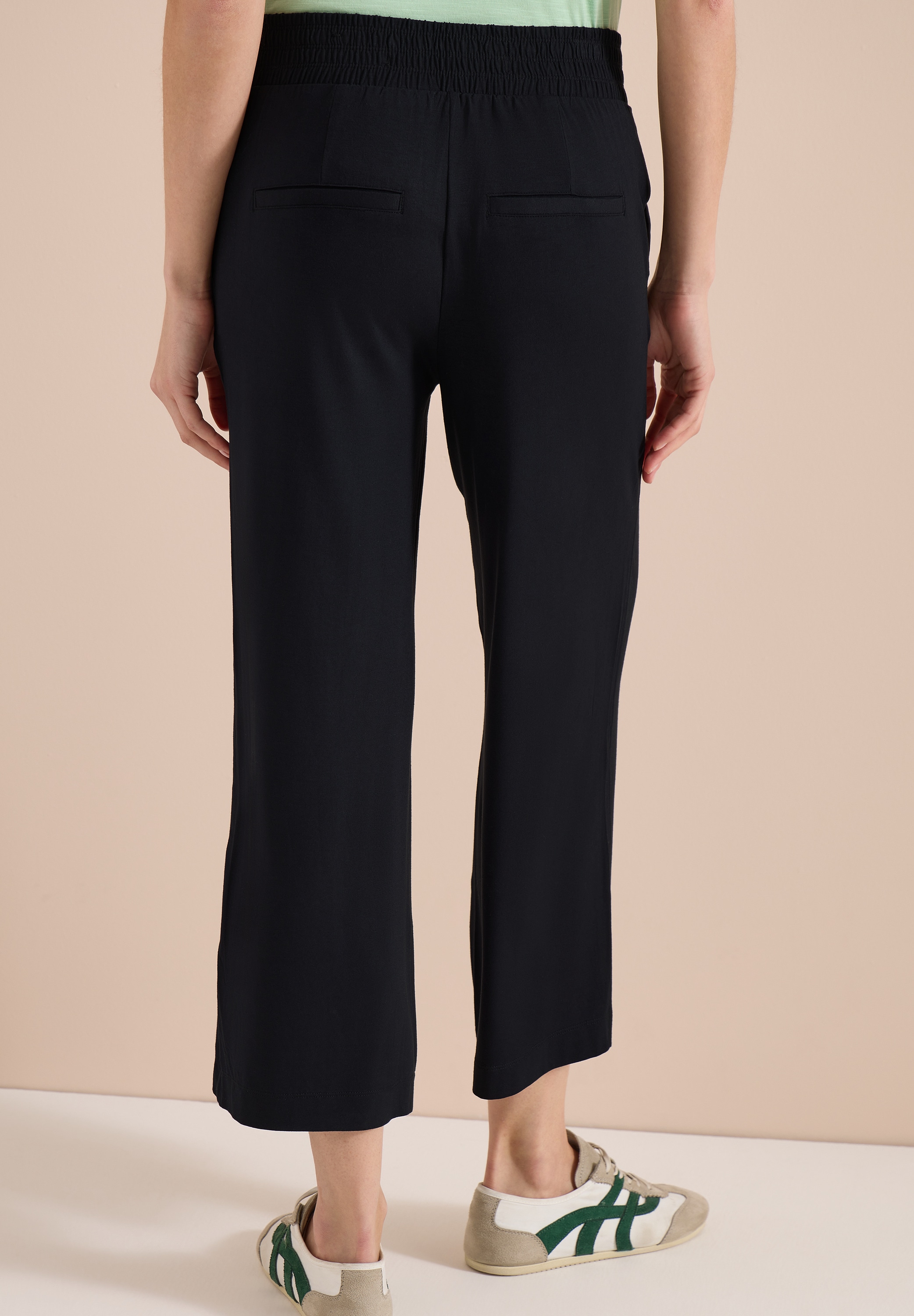 Cecil Jerseyhose  mit elastischem Schlupfbund, High-Waist, Wide Leg