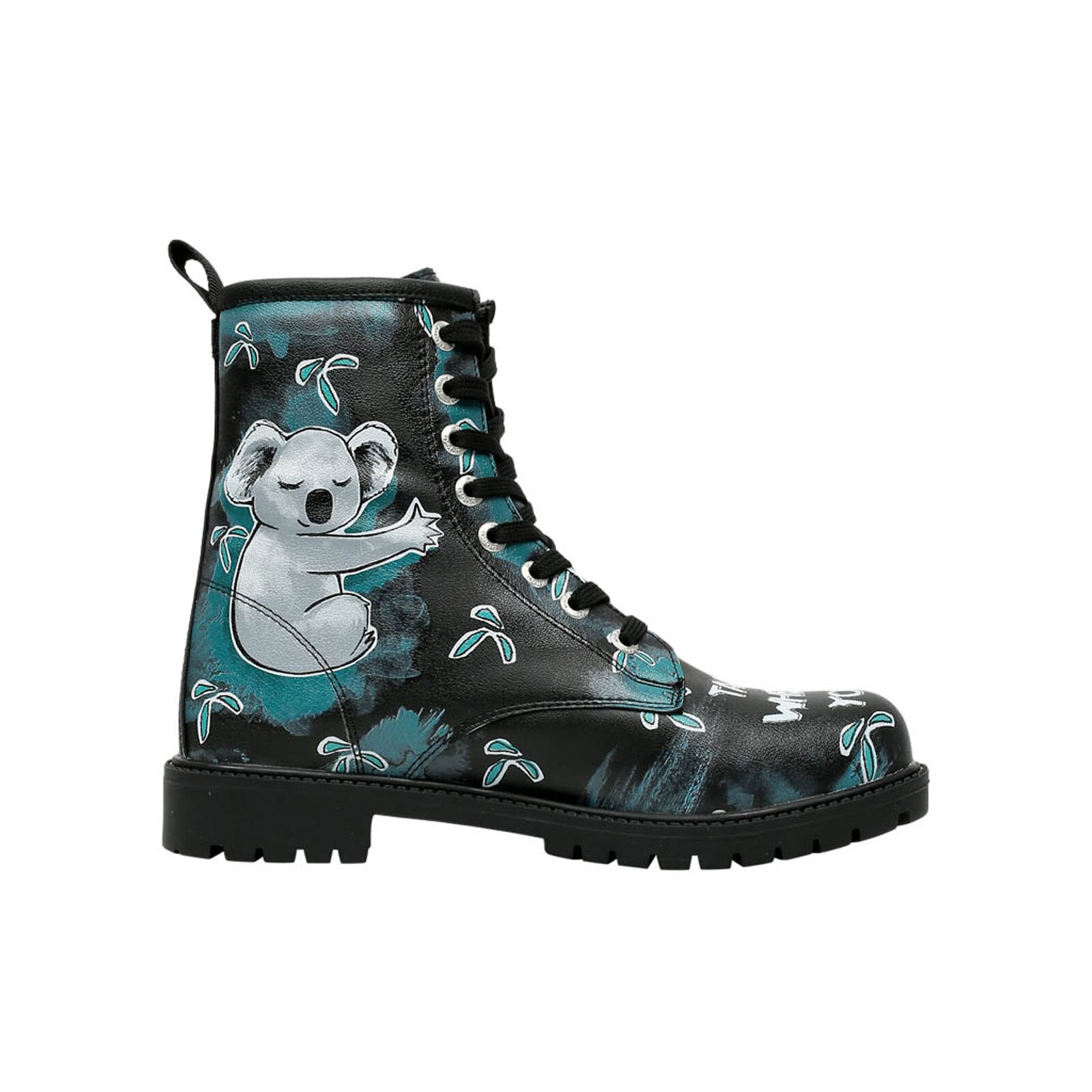 Thumbnail - DOGO Schnürboots "Black Longe Boots Schnürstiefel Go Back To Being Yourself Damen", Vegan