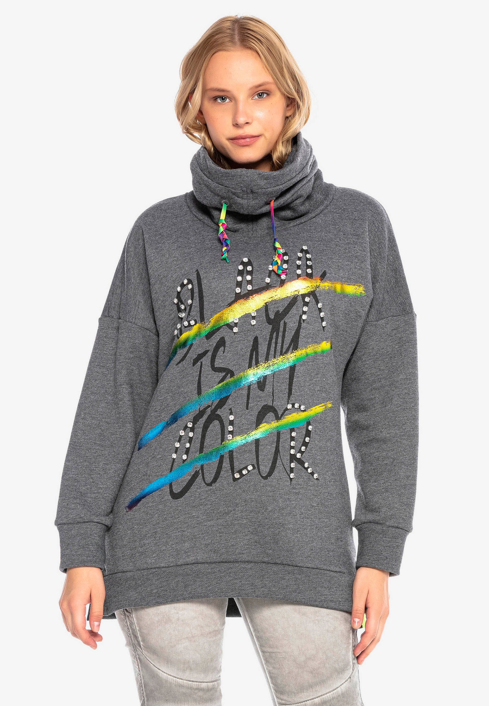 Cipo & Baxx Sweatshirt mit hohem Schallkragen